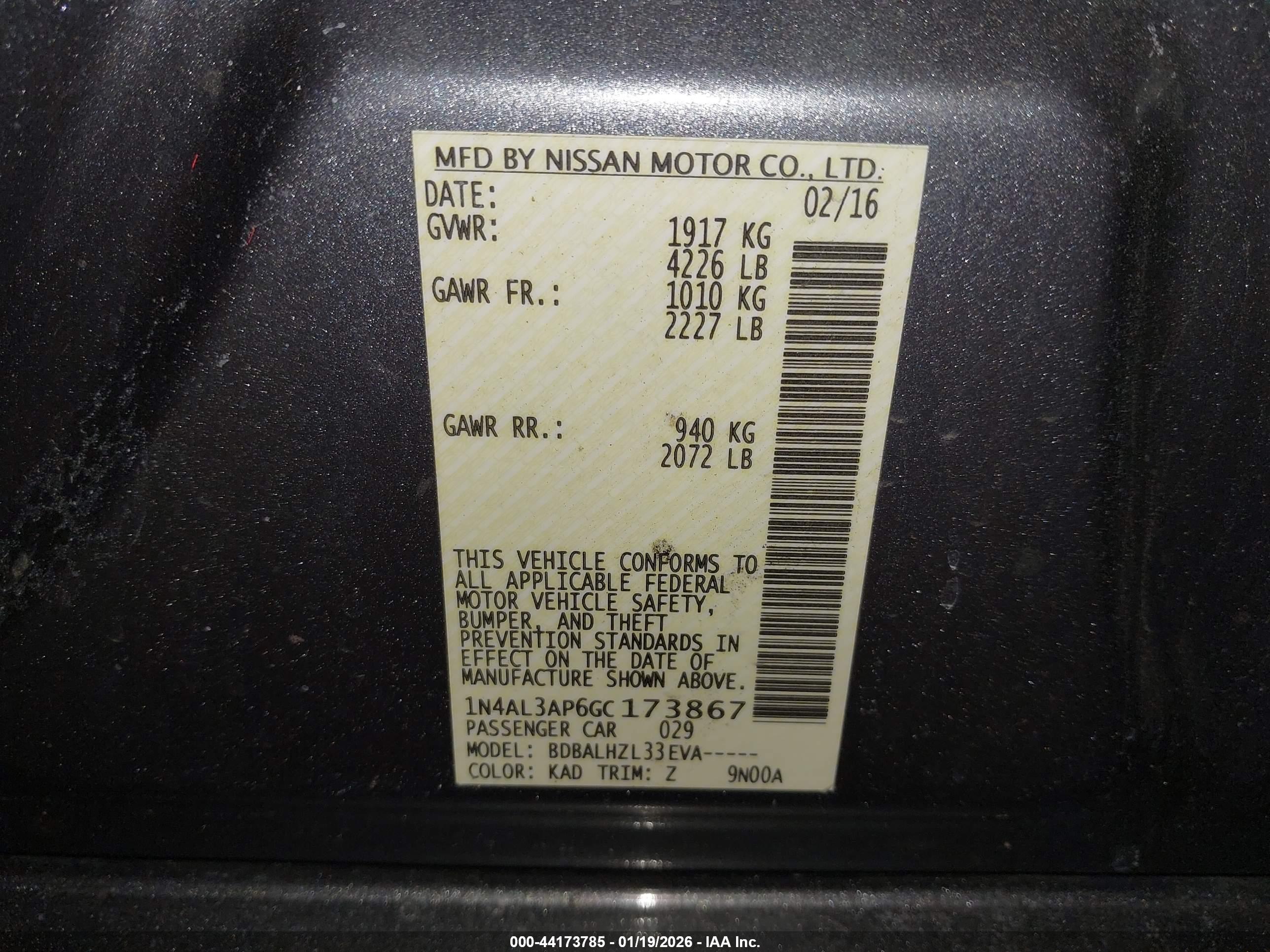 NISSAN ALTIMA image 9