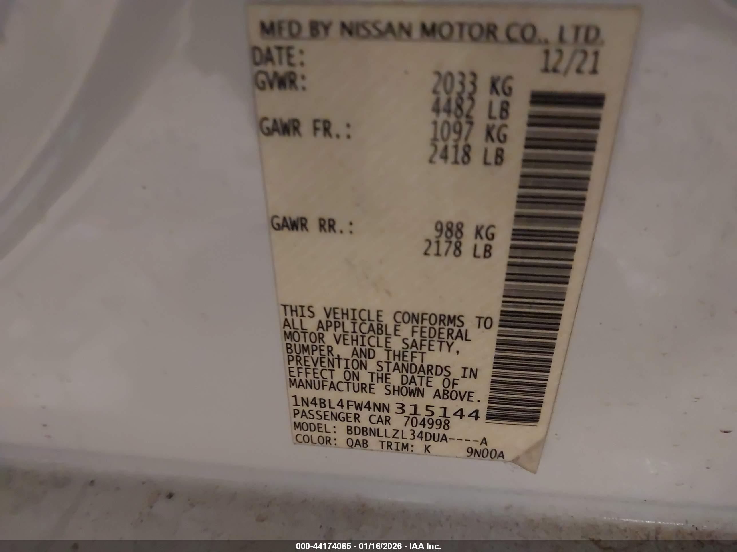 NISSAN ALTIMA image 9