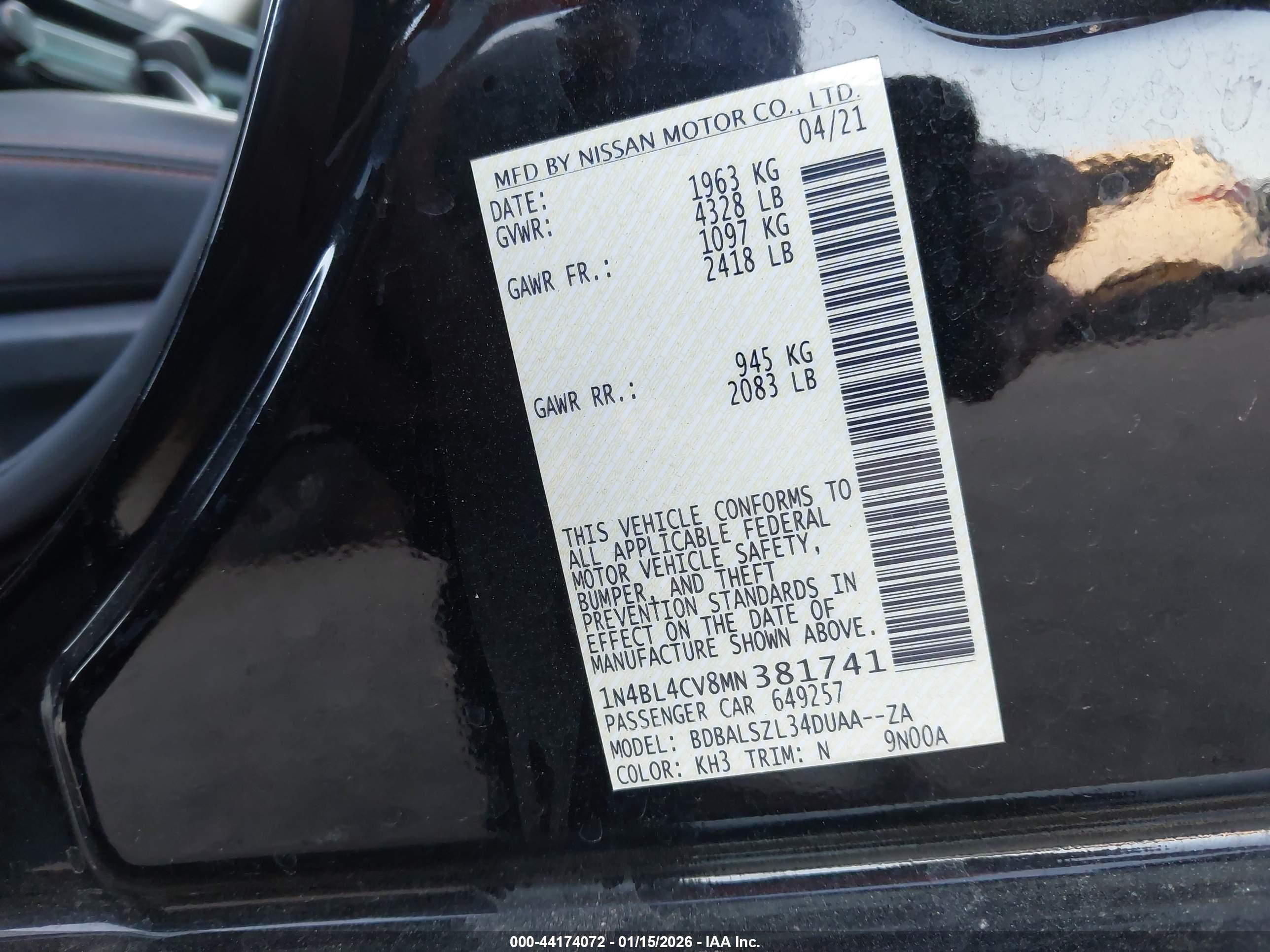 NISSAN ALTIMA image 9