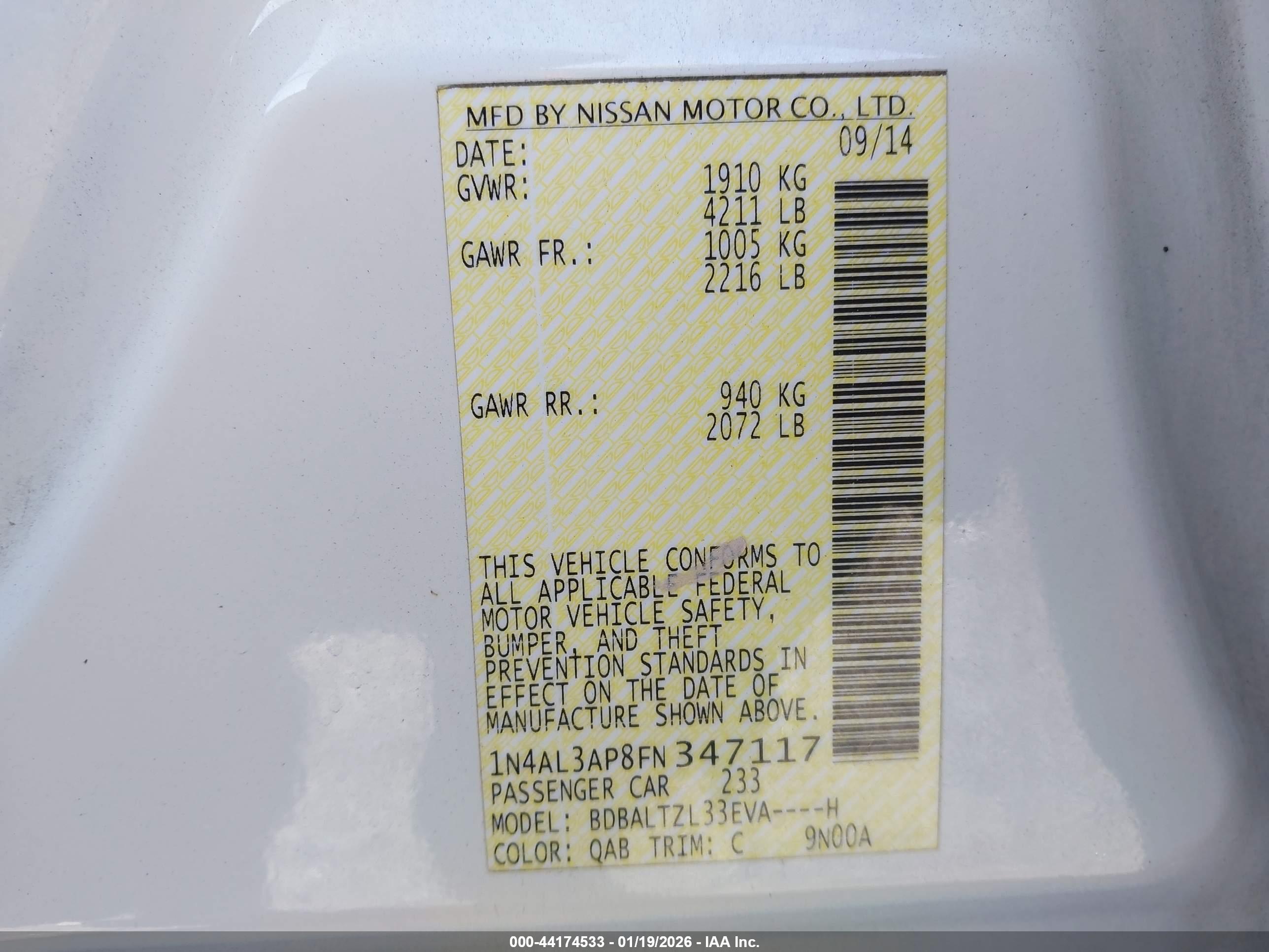 NISSAN ALTIMA image 9