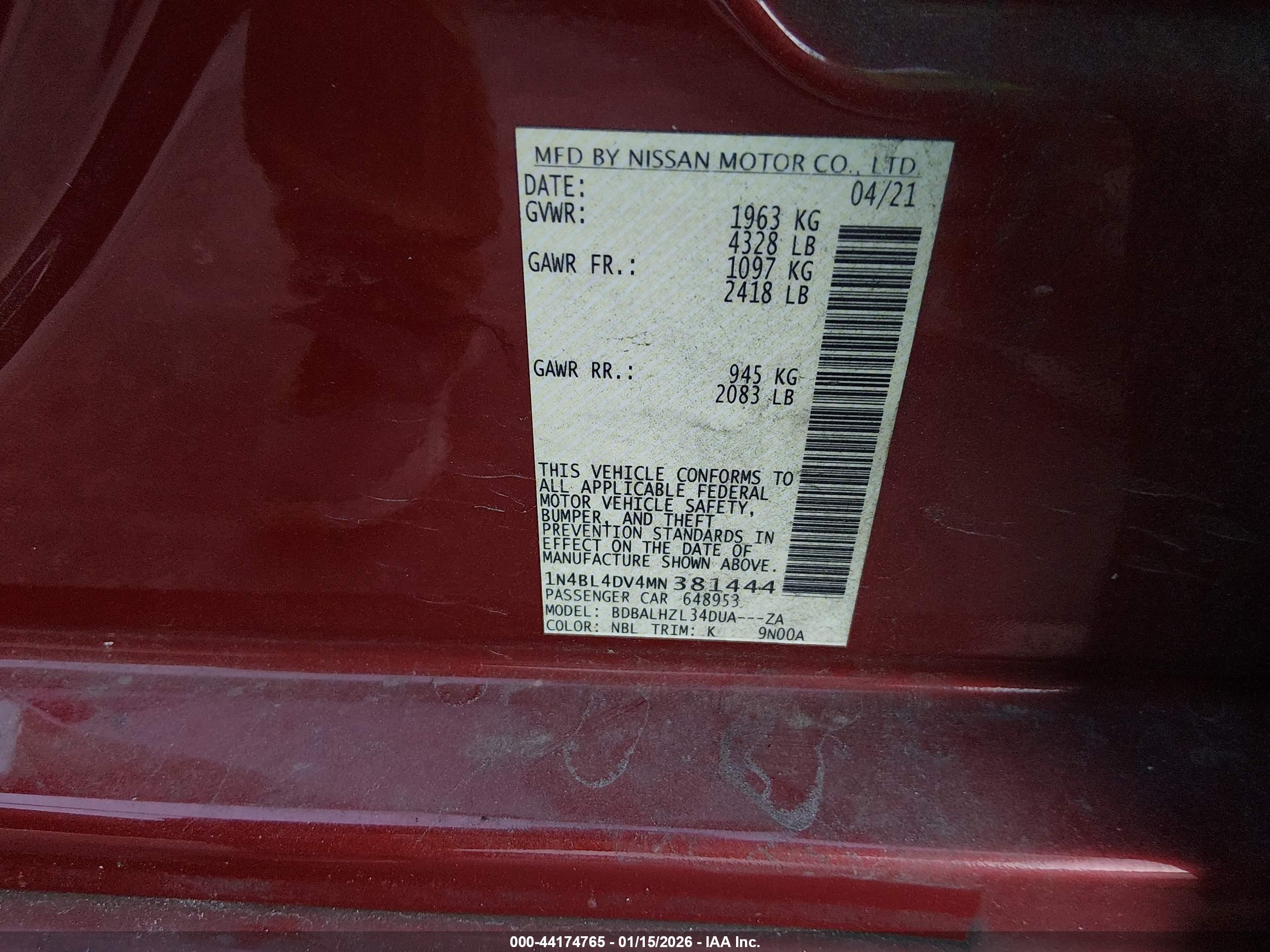 NISSAN ALTIMA image 9