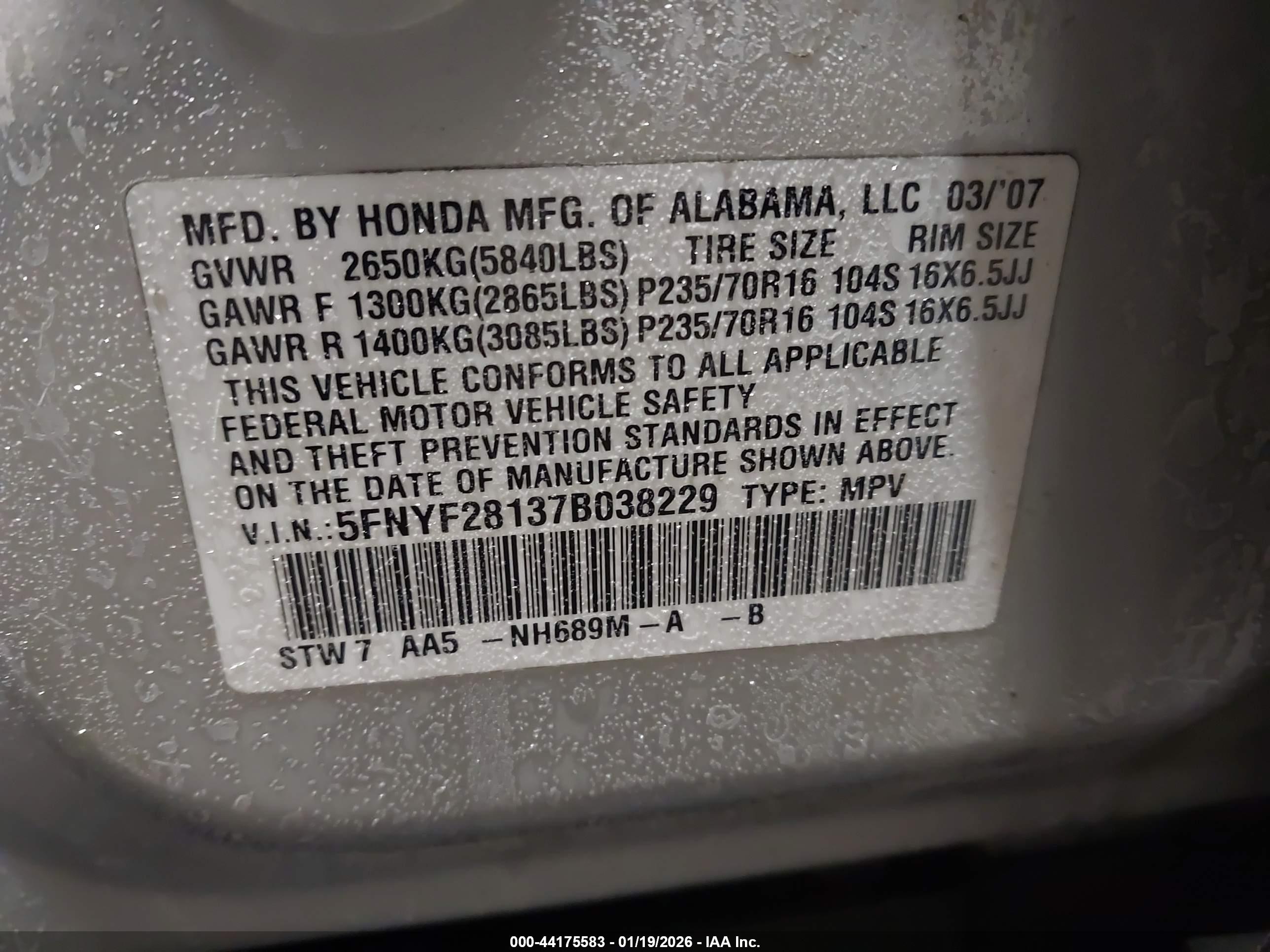 HONDA PILOT image 9