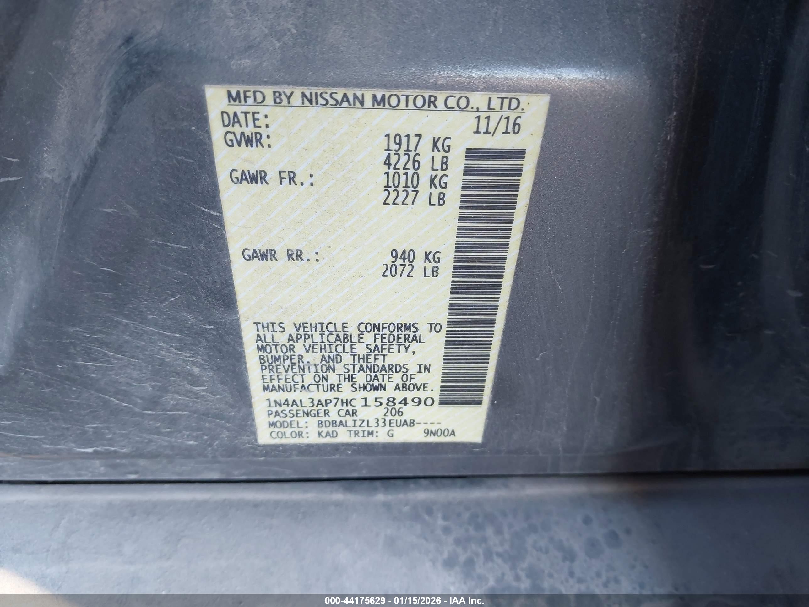 NISSAN ALTIMA image 9