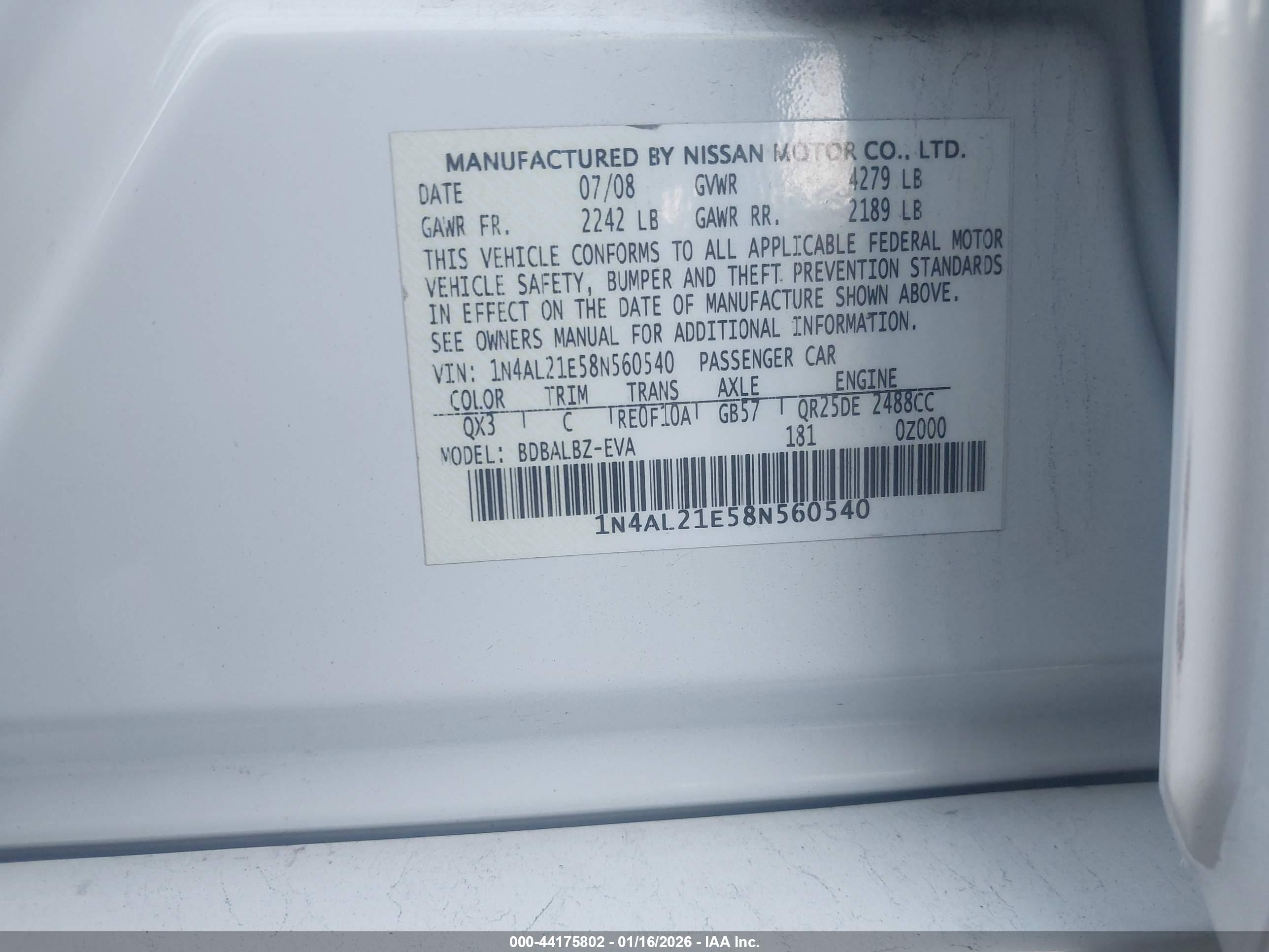 NISSAN ALTIMA image 9