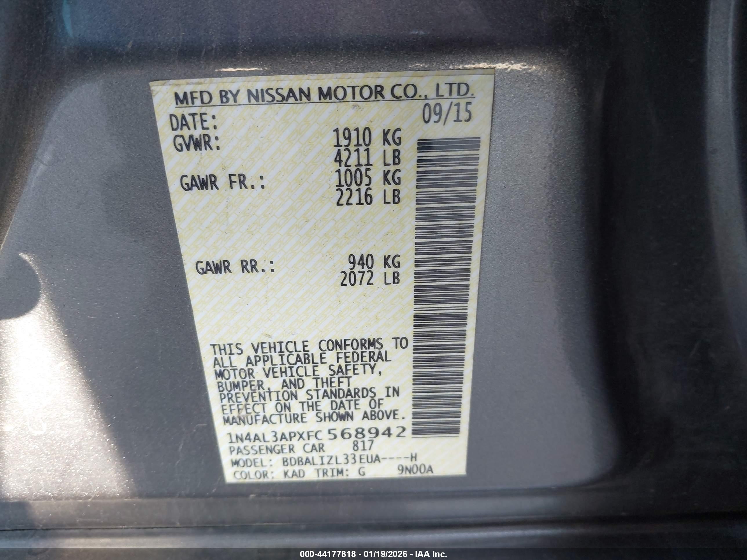 NISSAN ALTIMA image 9