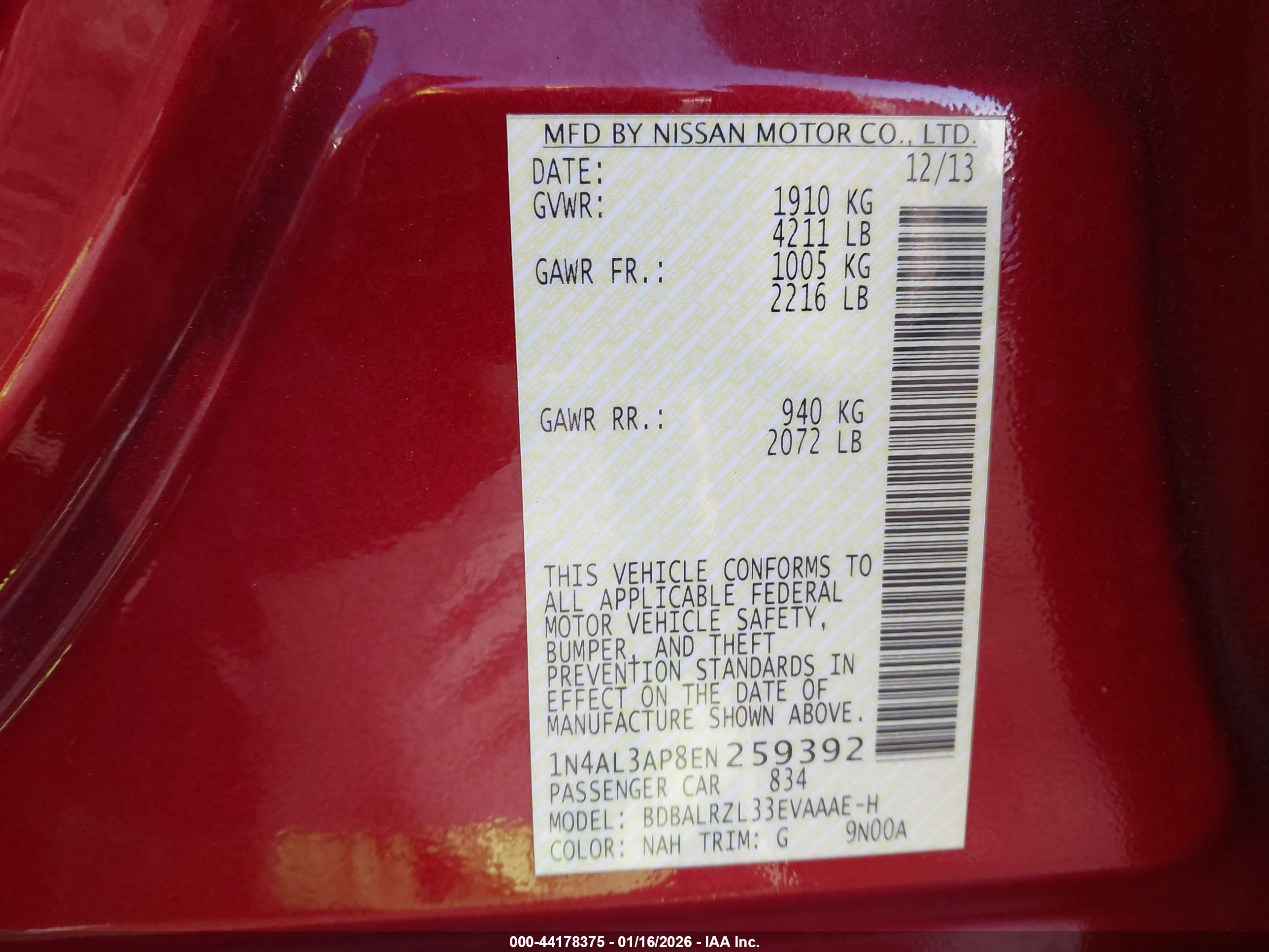 NISSAN ALTIMA image 9