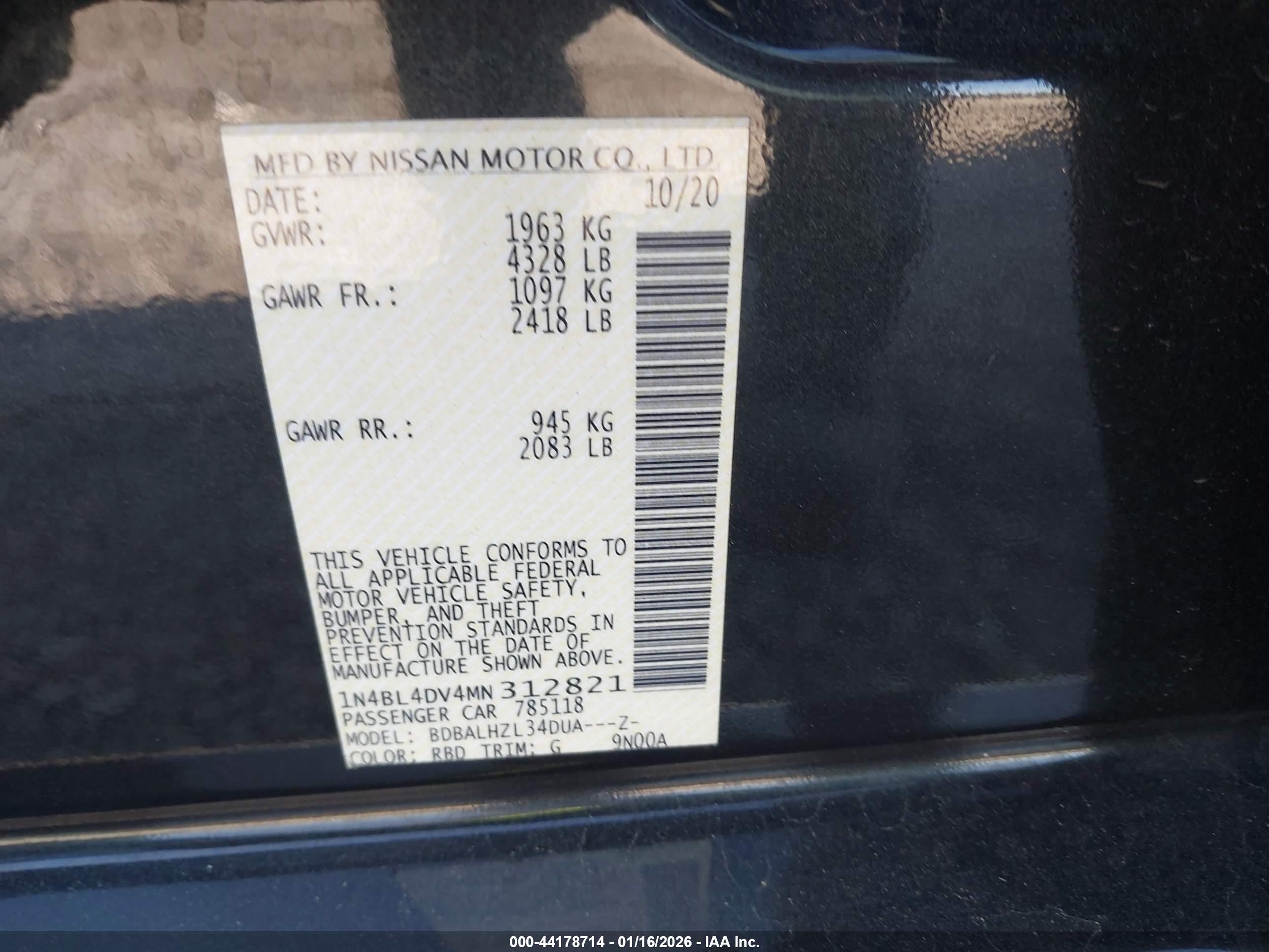 NISSAN ALTIMA image 9