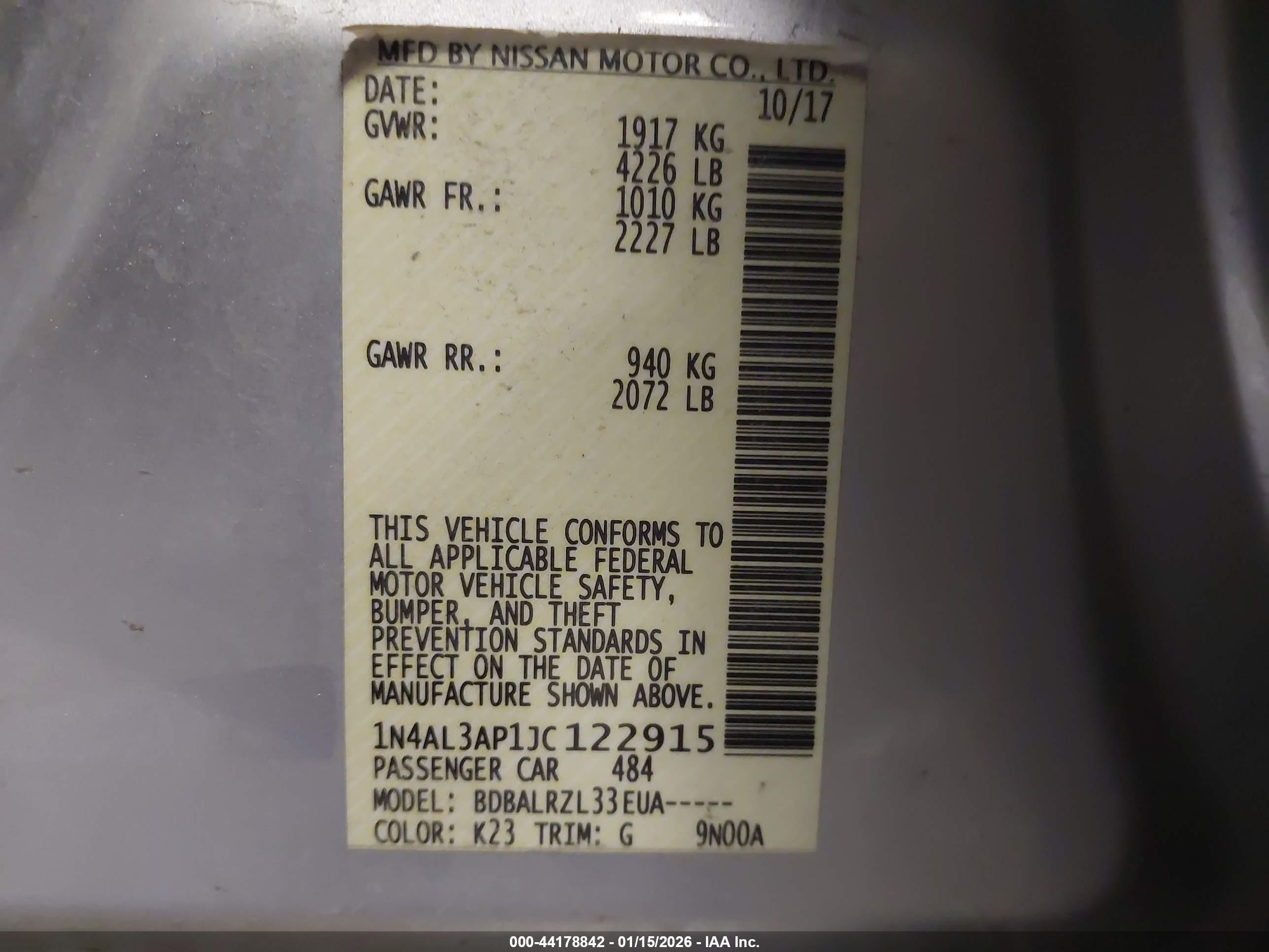 NISSAN ALTIMA image 9