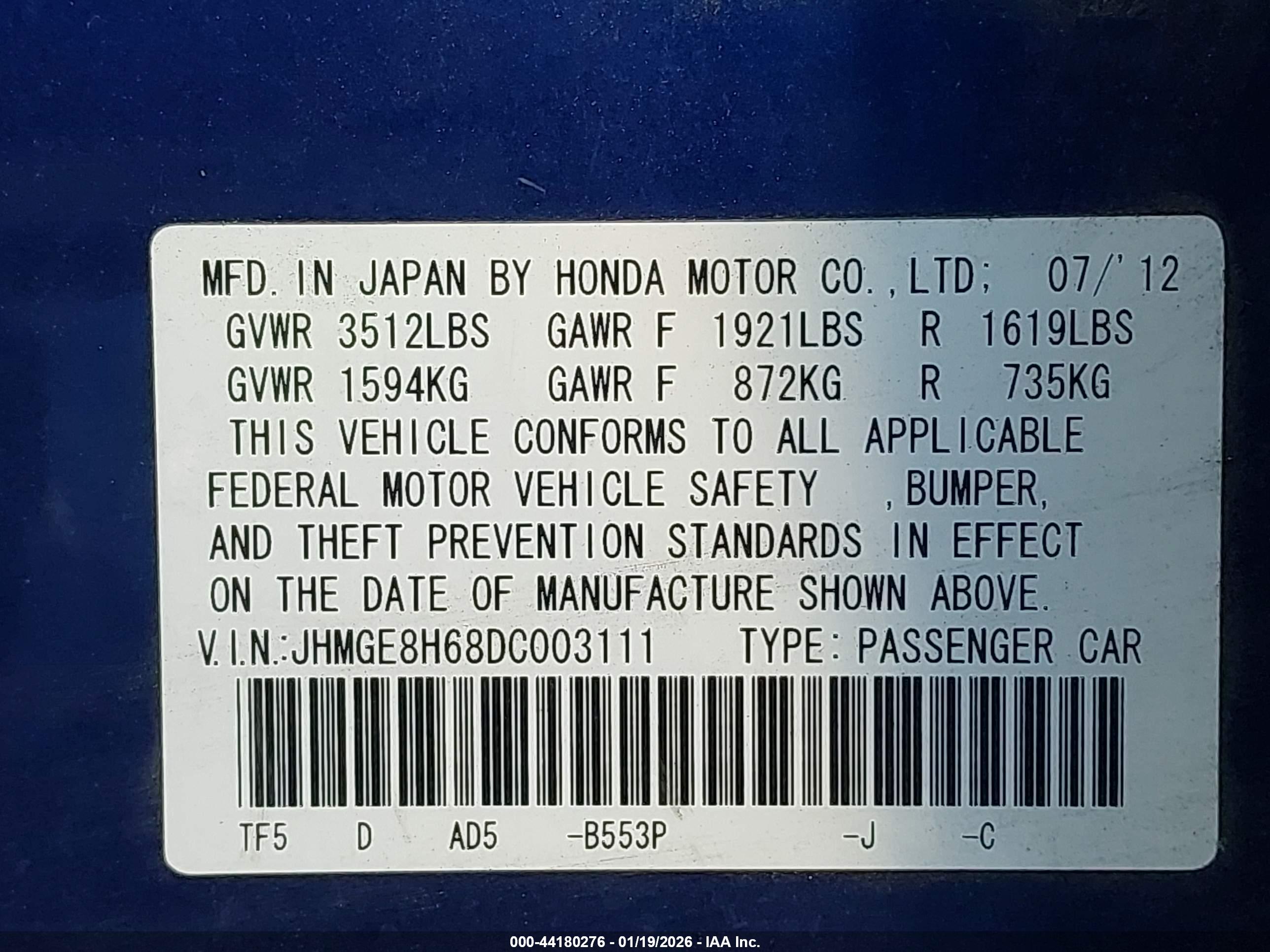 HONDA FIT image 9
