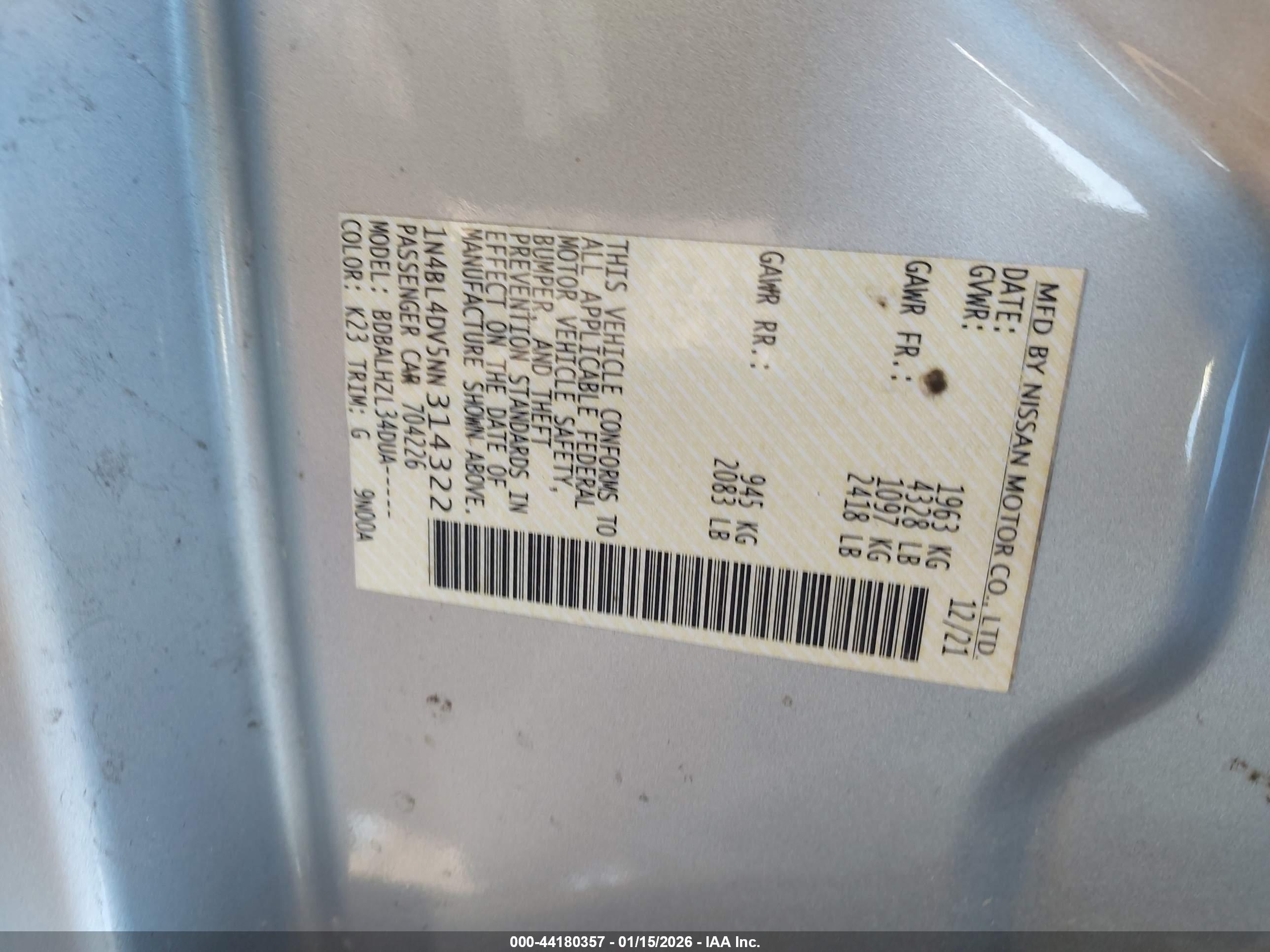 NISSAN ALTIMA image 9