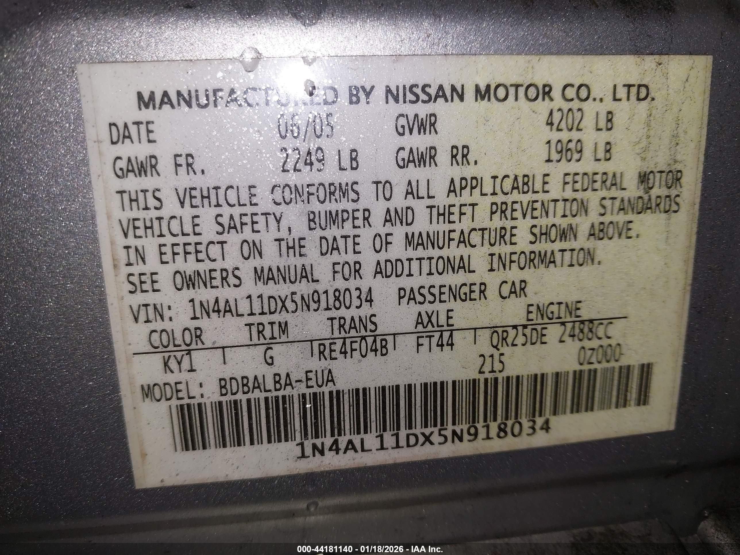 NISSAN ALTIMA image 9