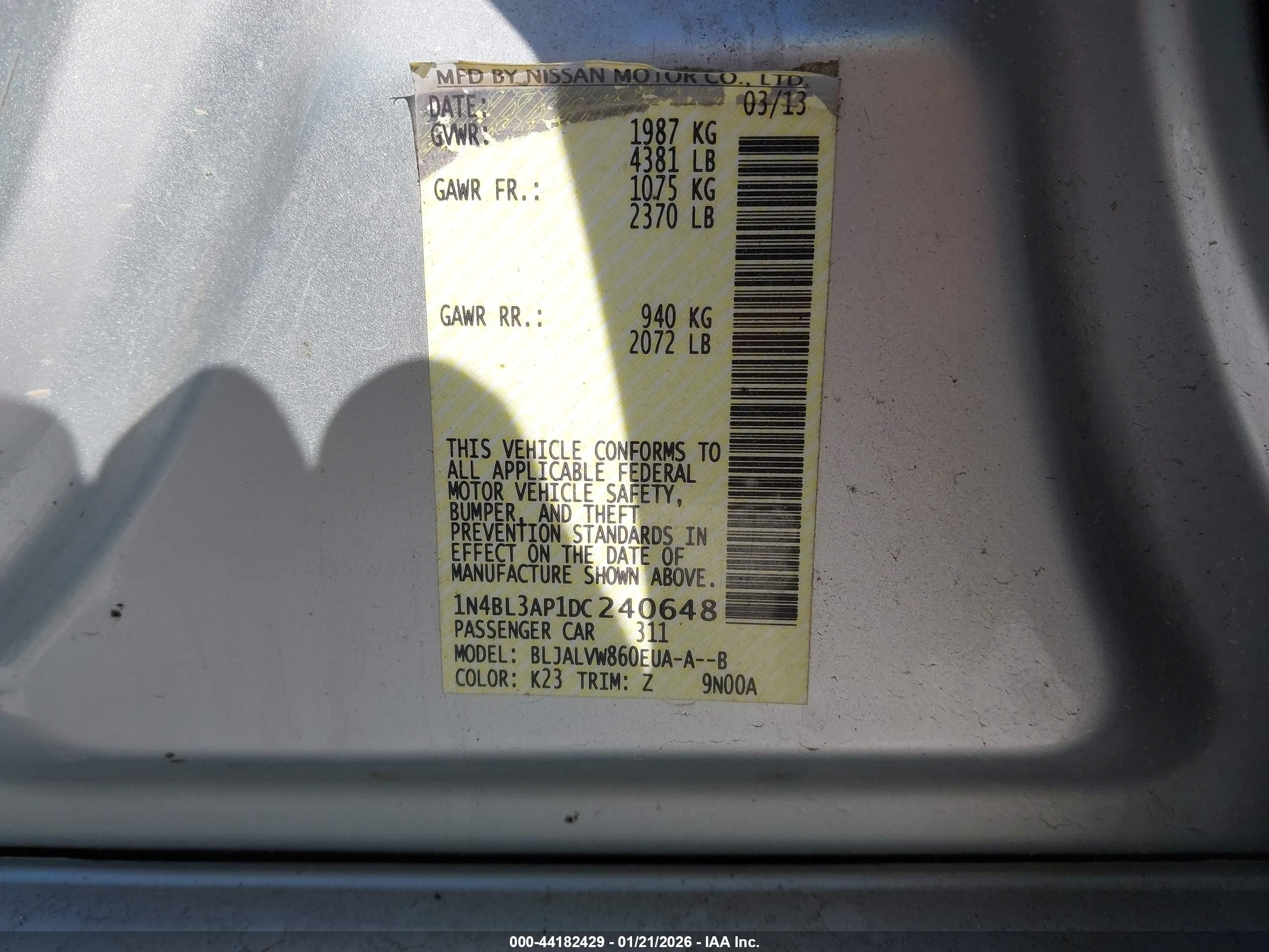 NISSAN ALTIMA image 9