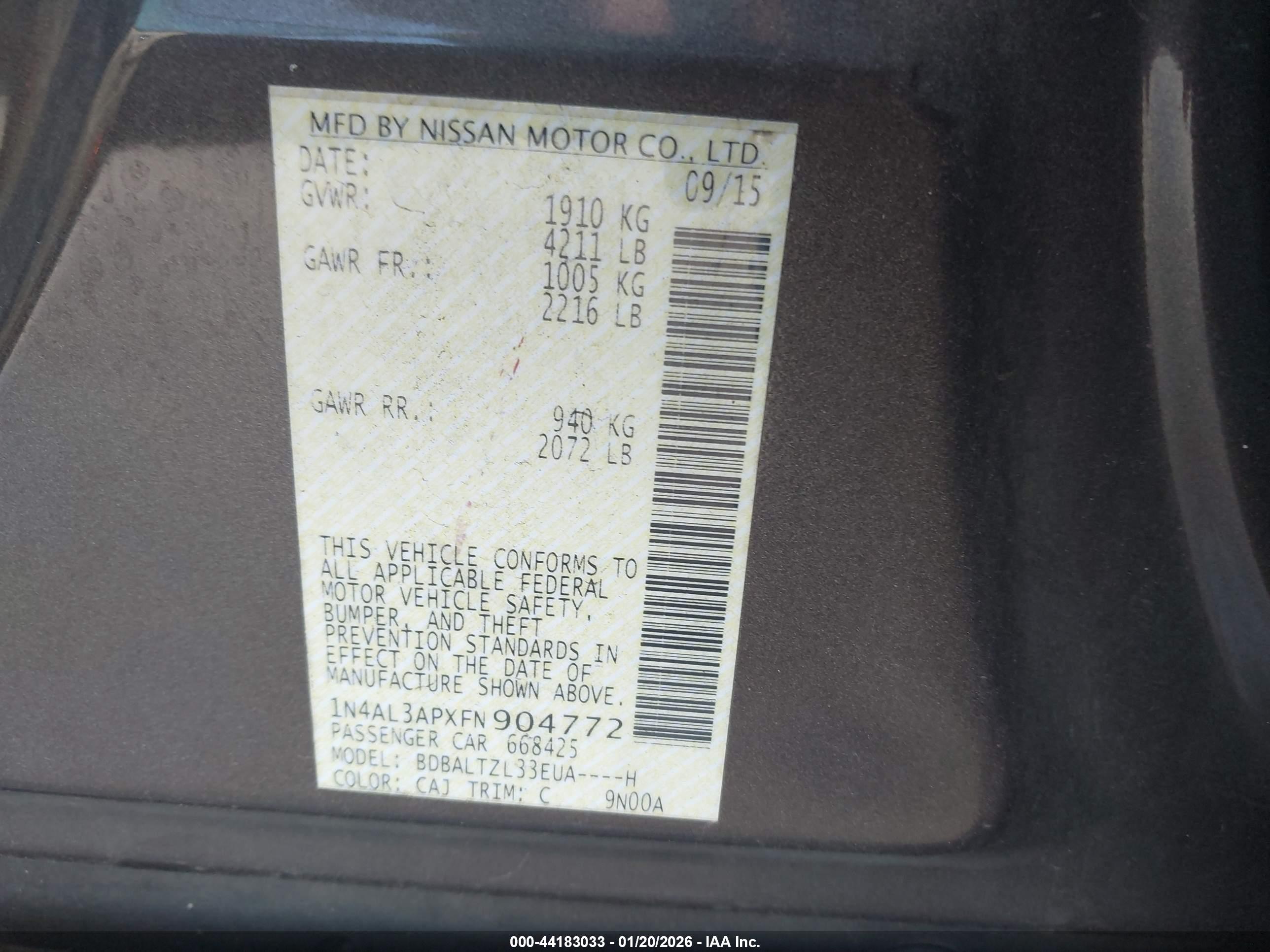 NISSAN ALTIMA image 9