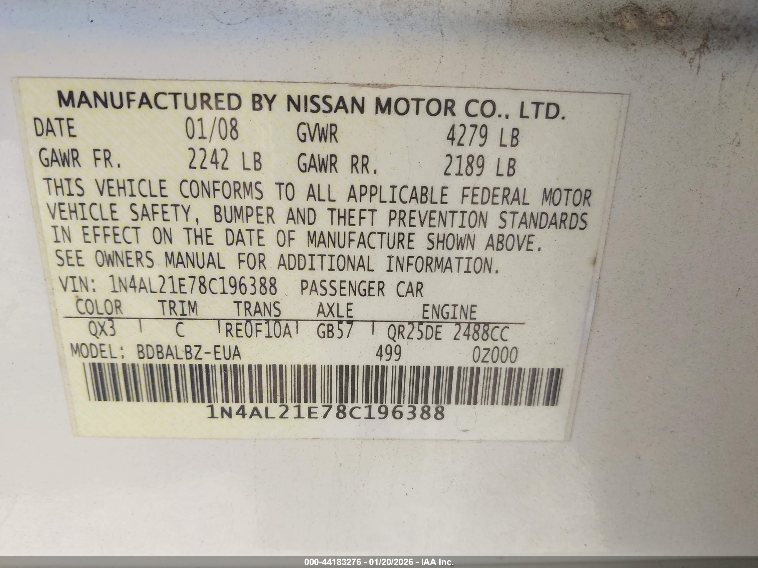 NISSAN ALTIMA image 9