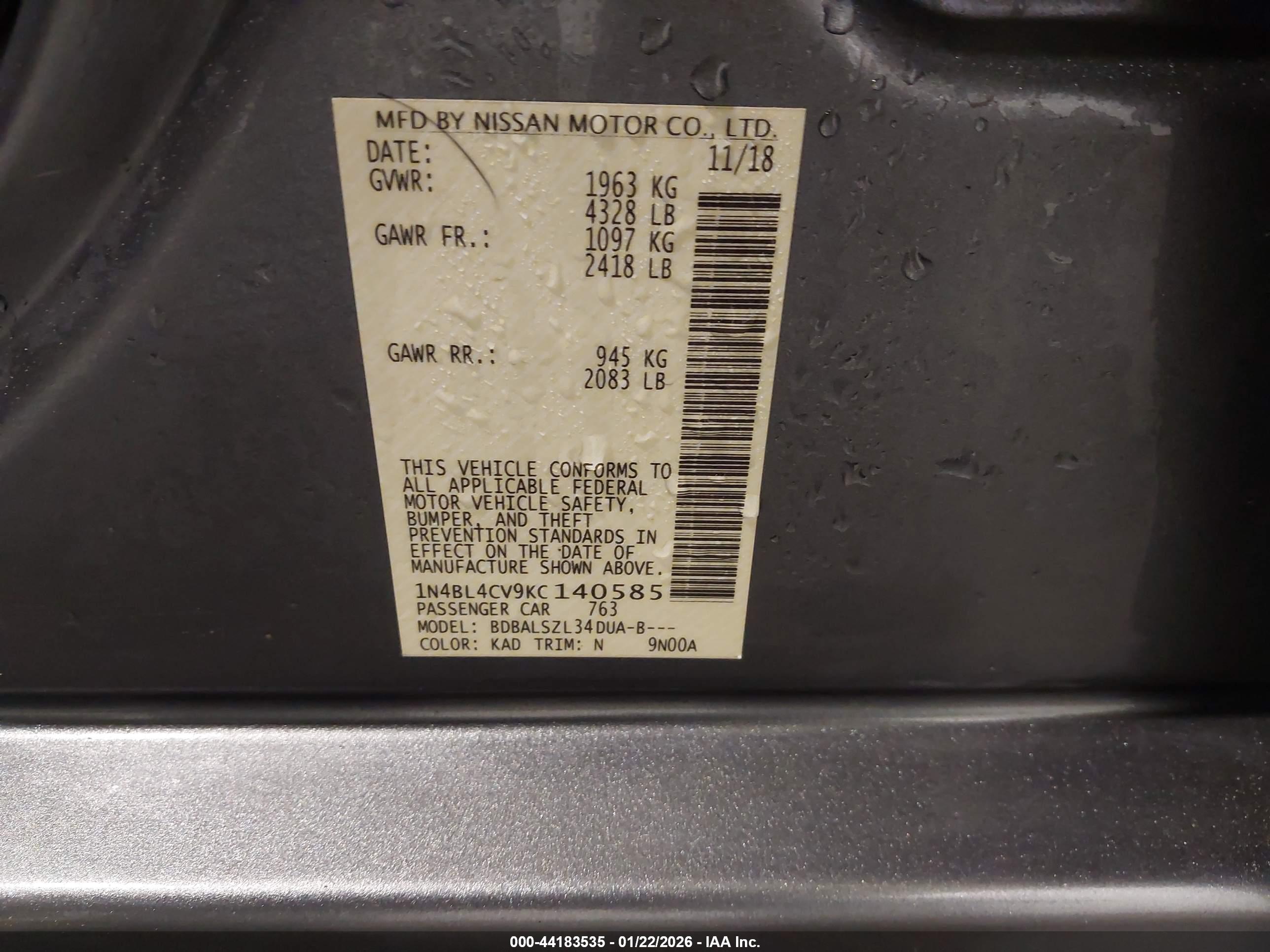 NISSAN ALTIMA image 9