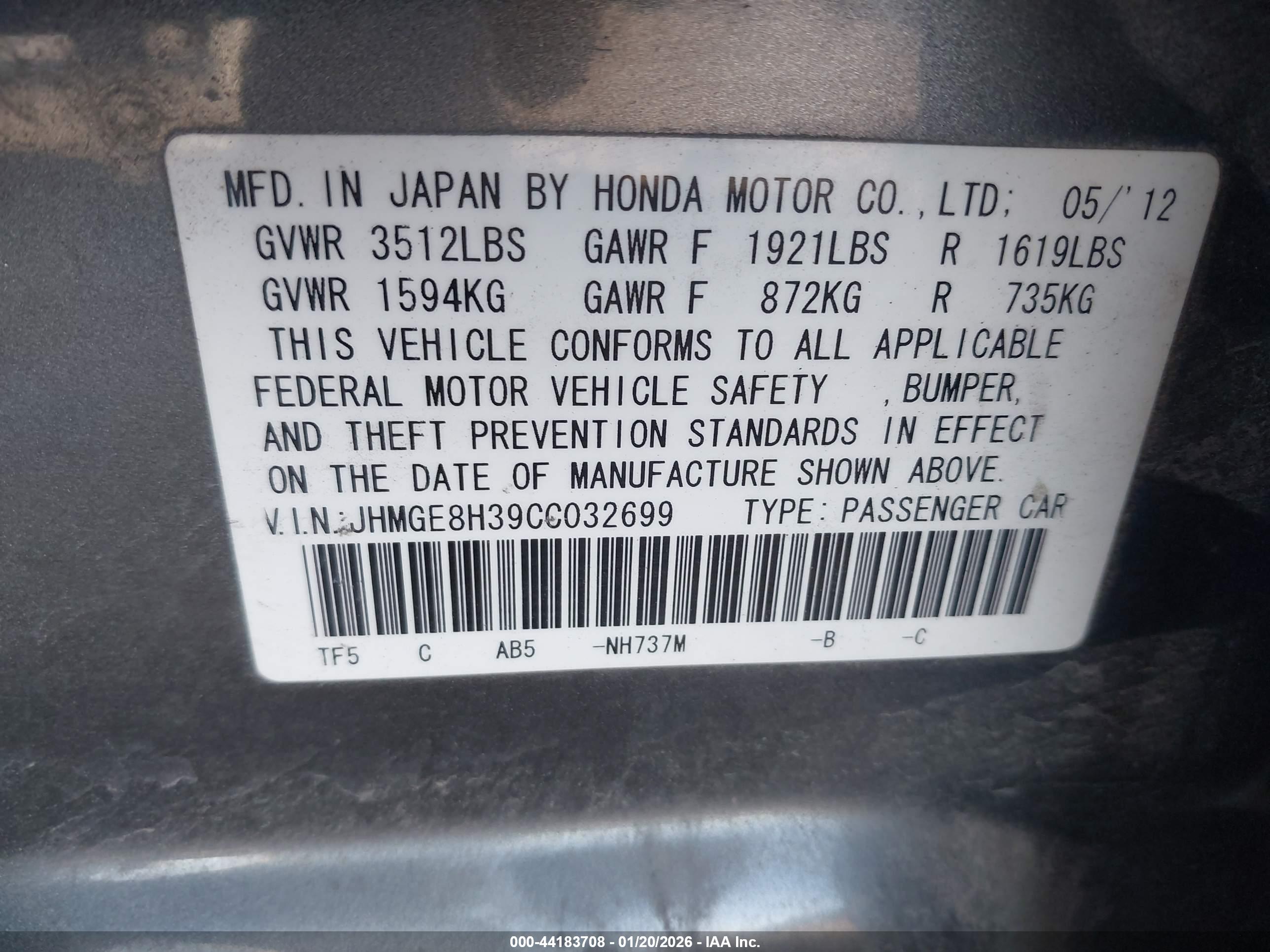 HONDA FIT image 9