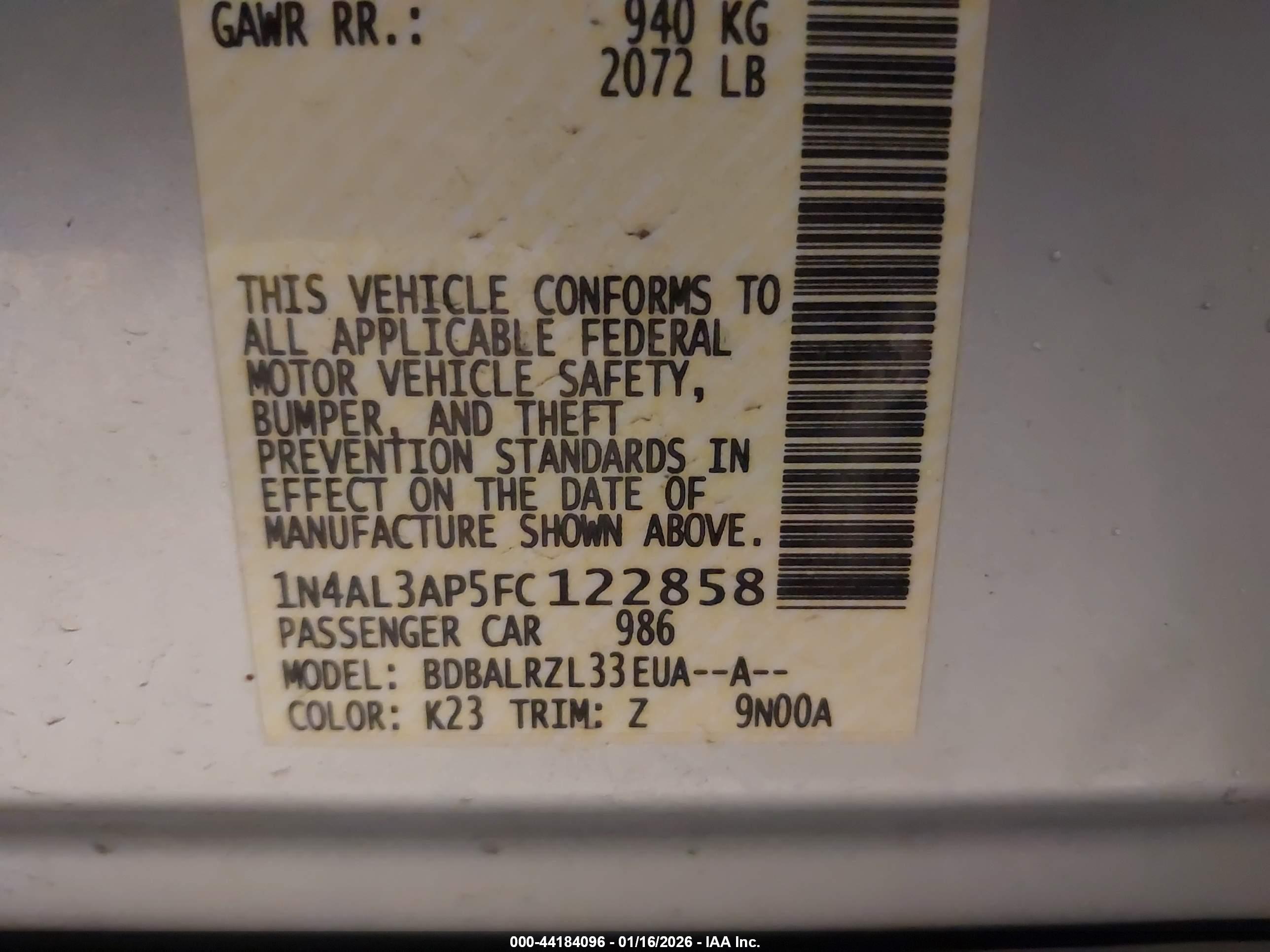 NISSAN ALTIMA image 9