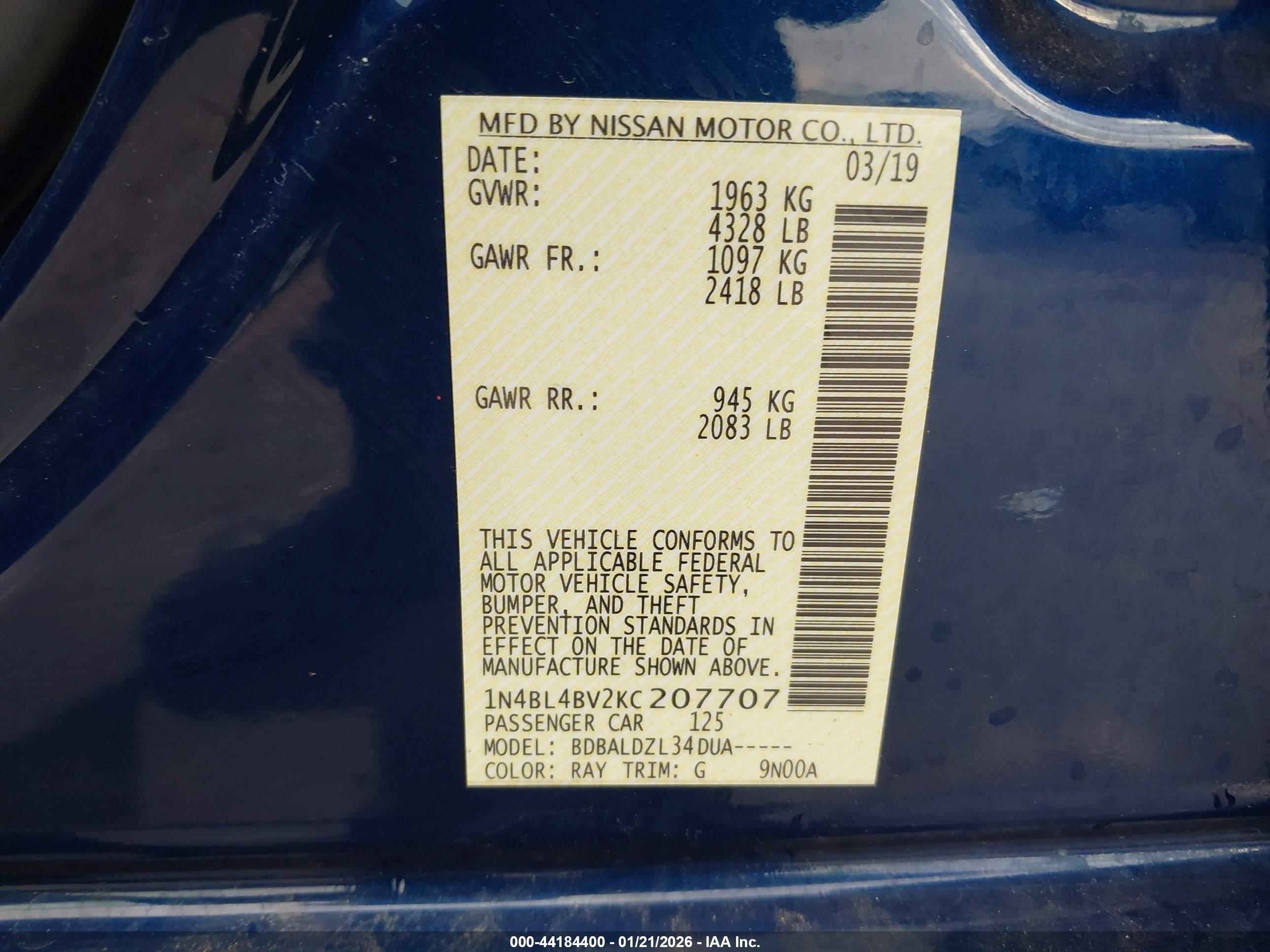 NISSAN ALTIMA image 9