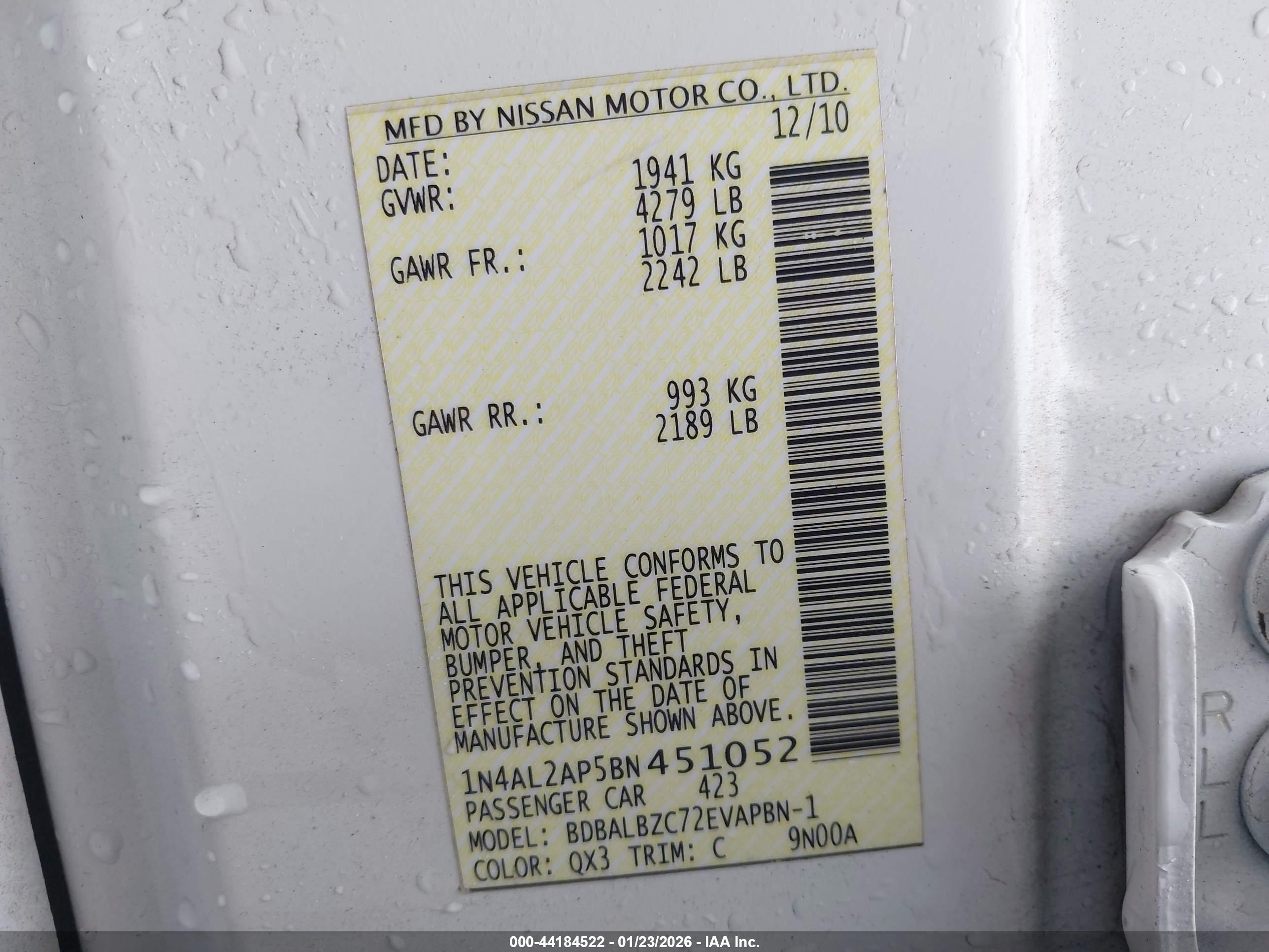 NISSAN ALTIMA image 9
