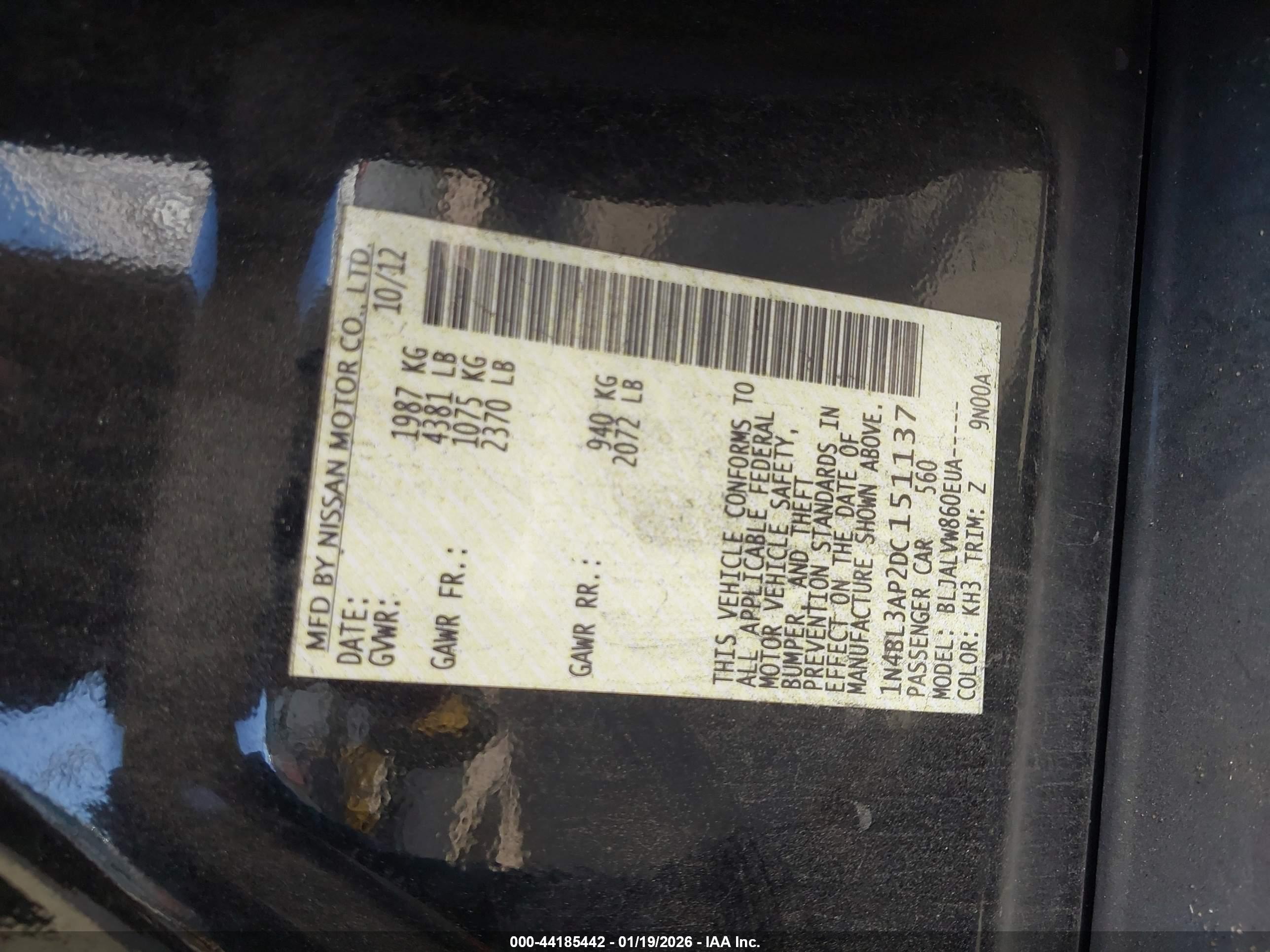NISSAN ALTIMA image 9