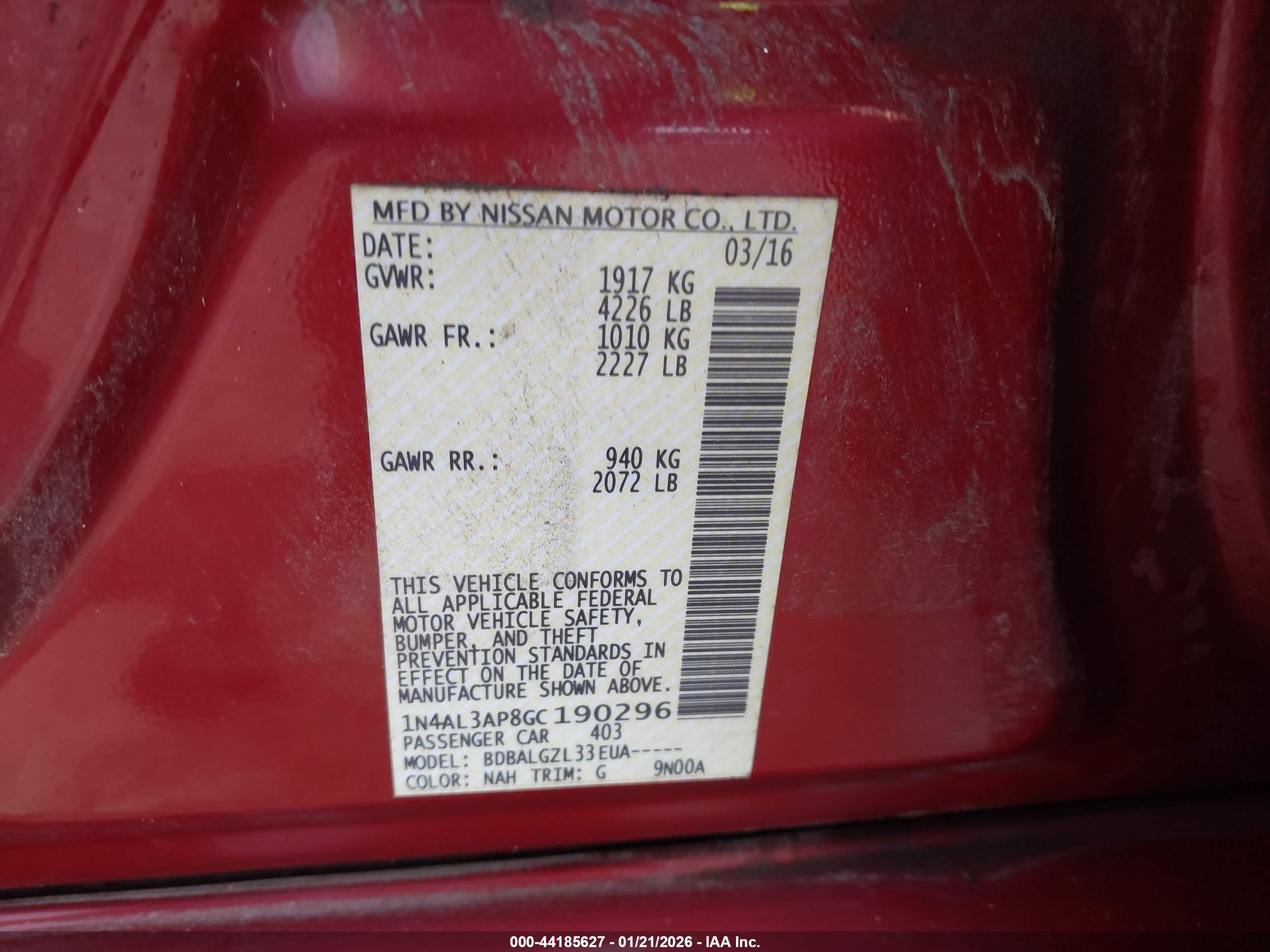 NISSAN ALTIMA image 9