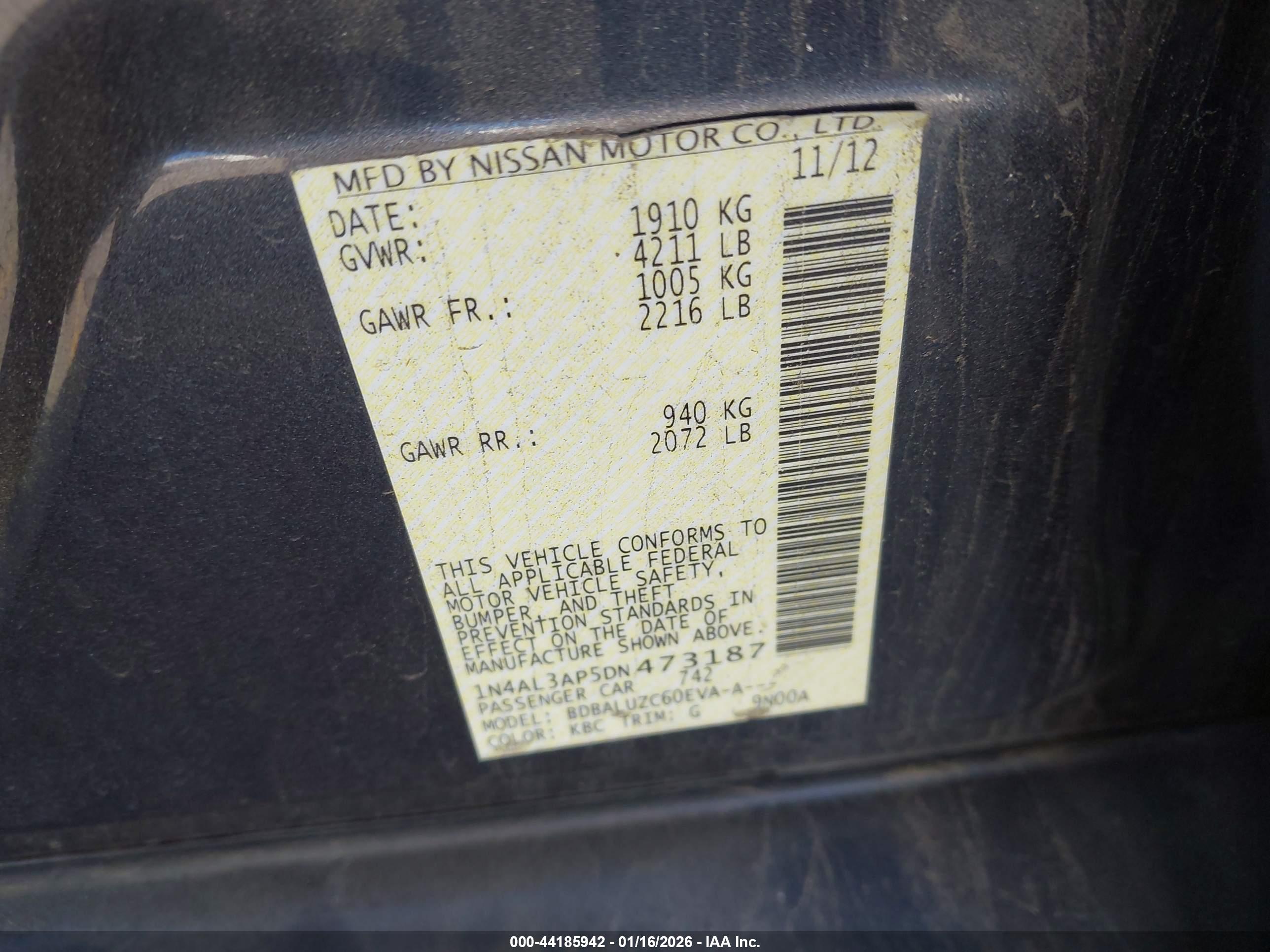 NISSAN ALTIMA image 9