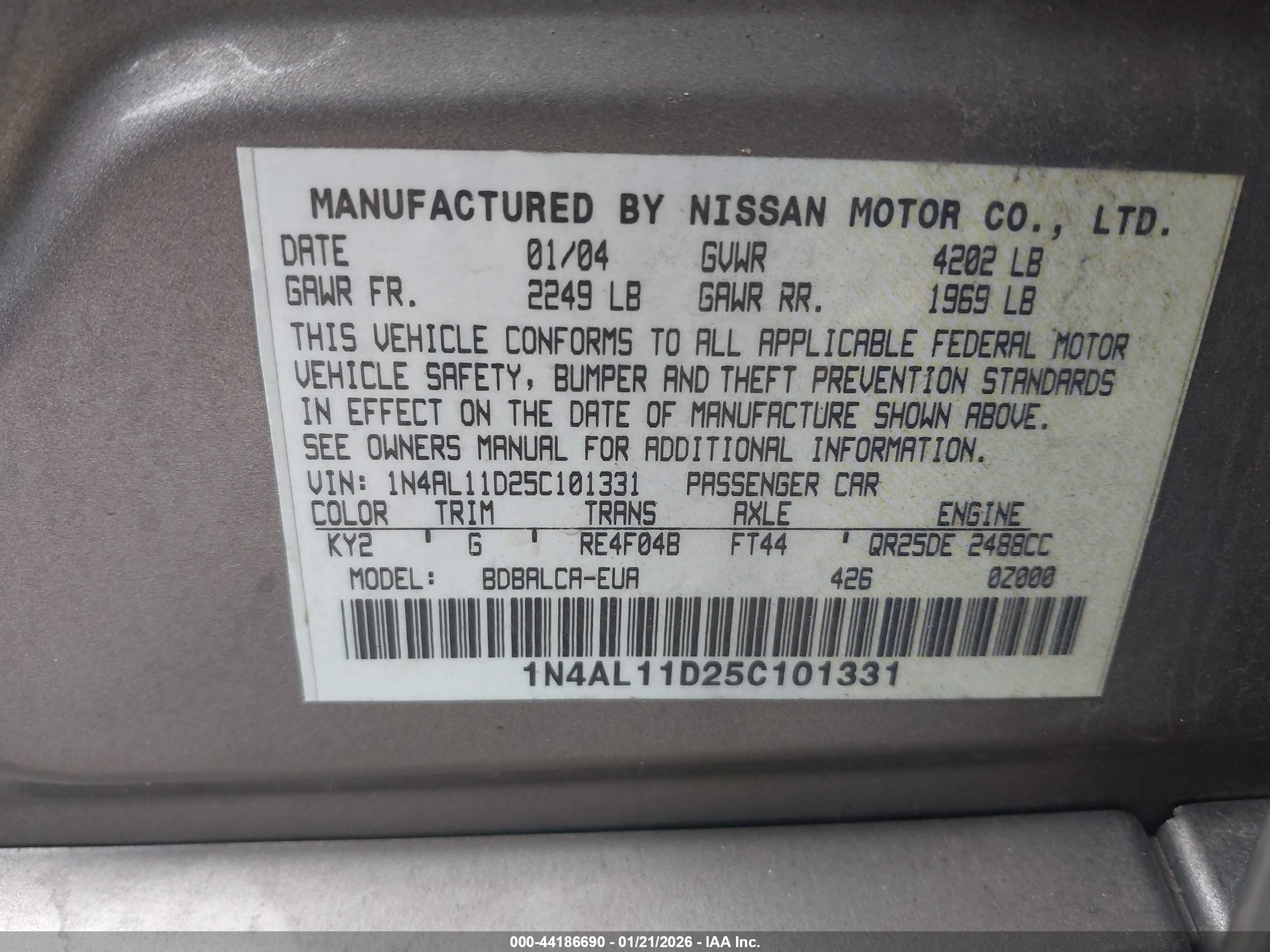 NISSAN ALTIMA image 9