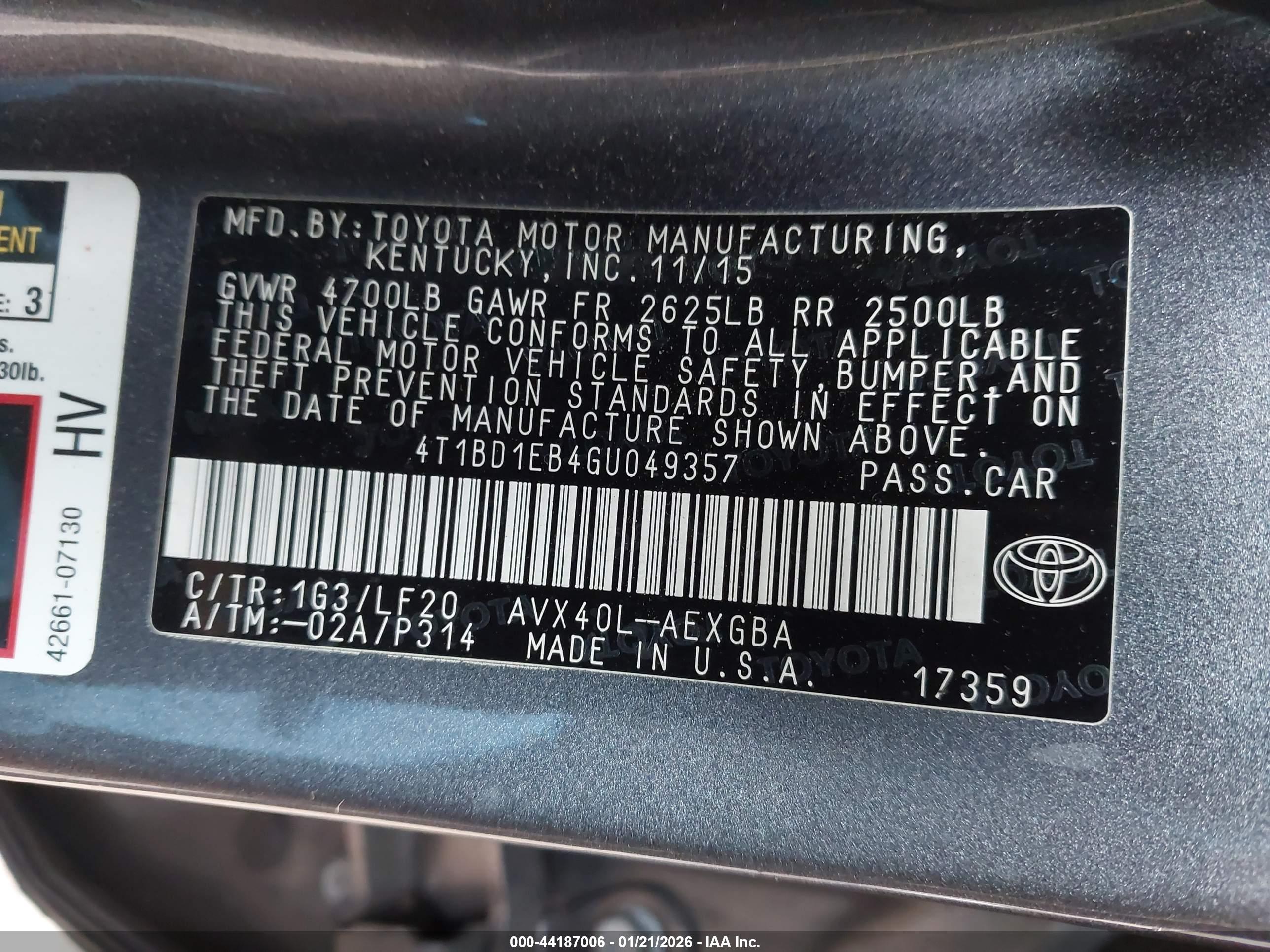 TOYOTA AVALON image 9