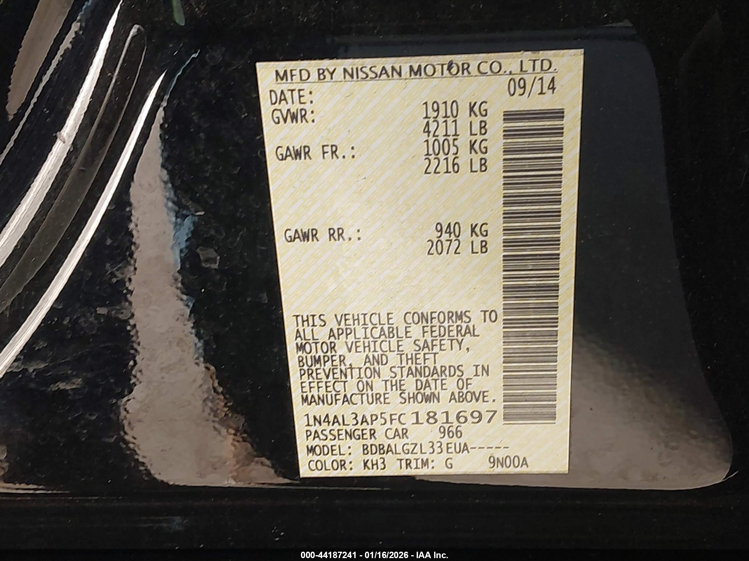 NISSAN ALTIMA image 9
