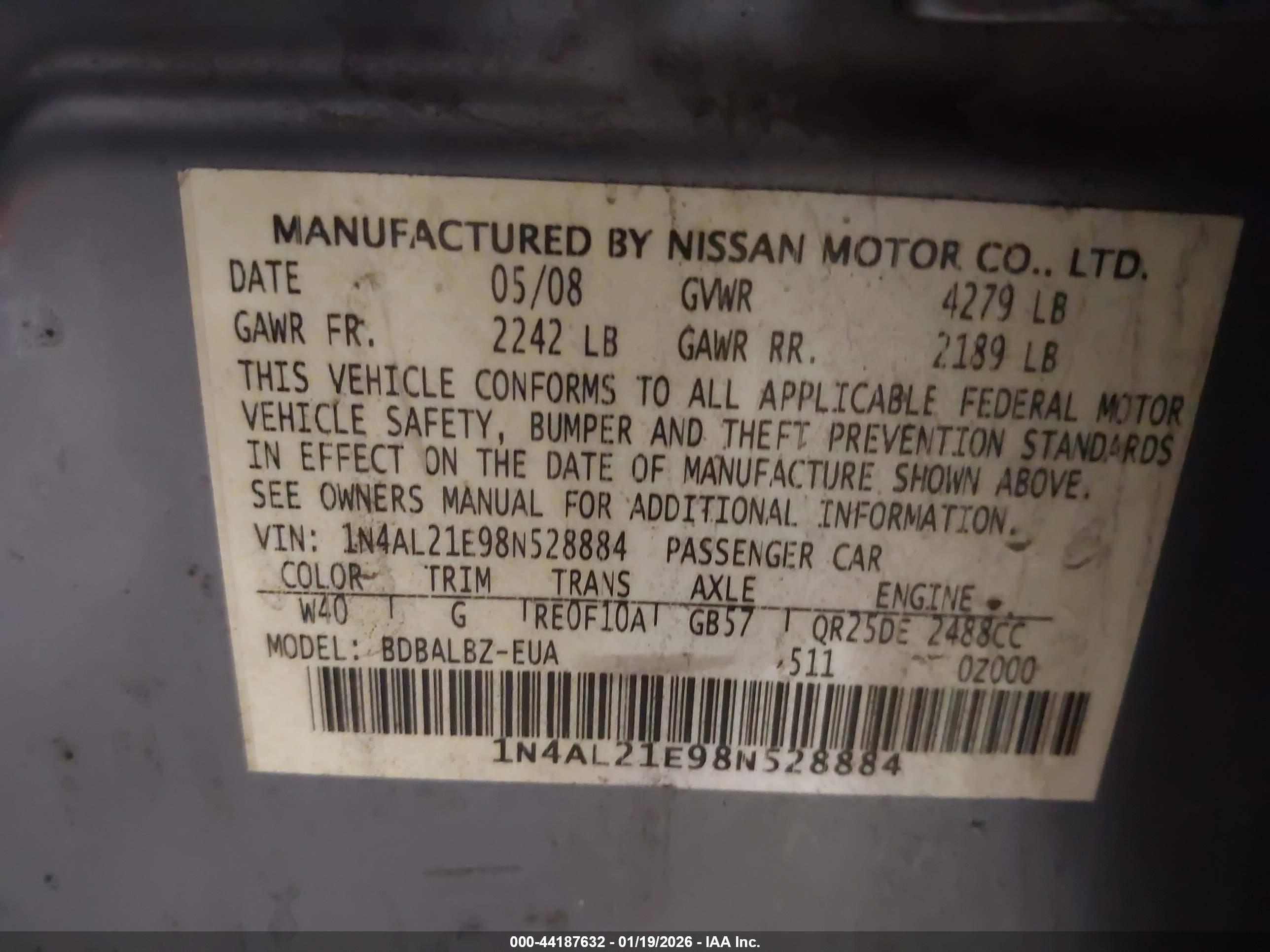 NISSAN ALTIMA image 9