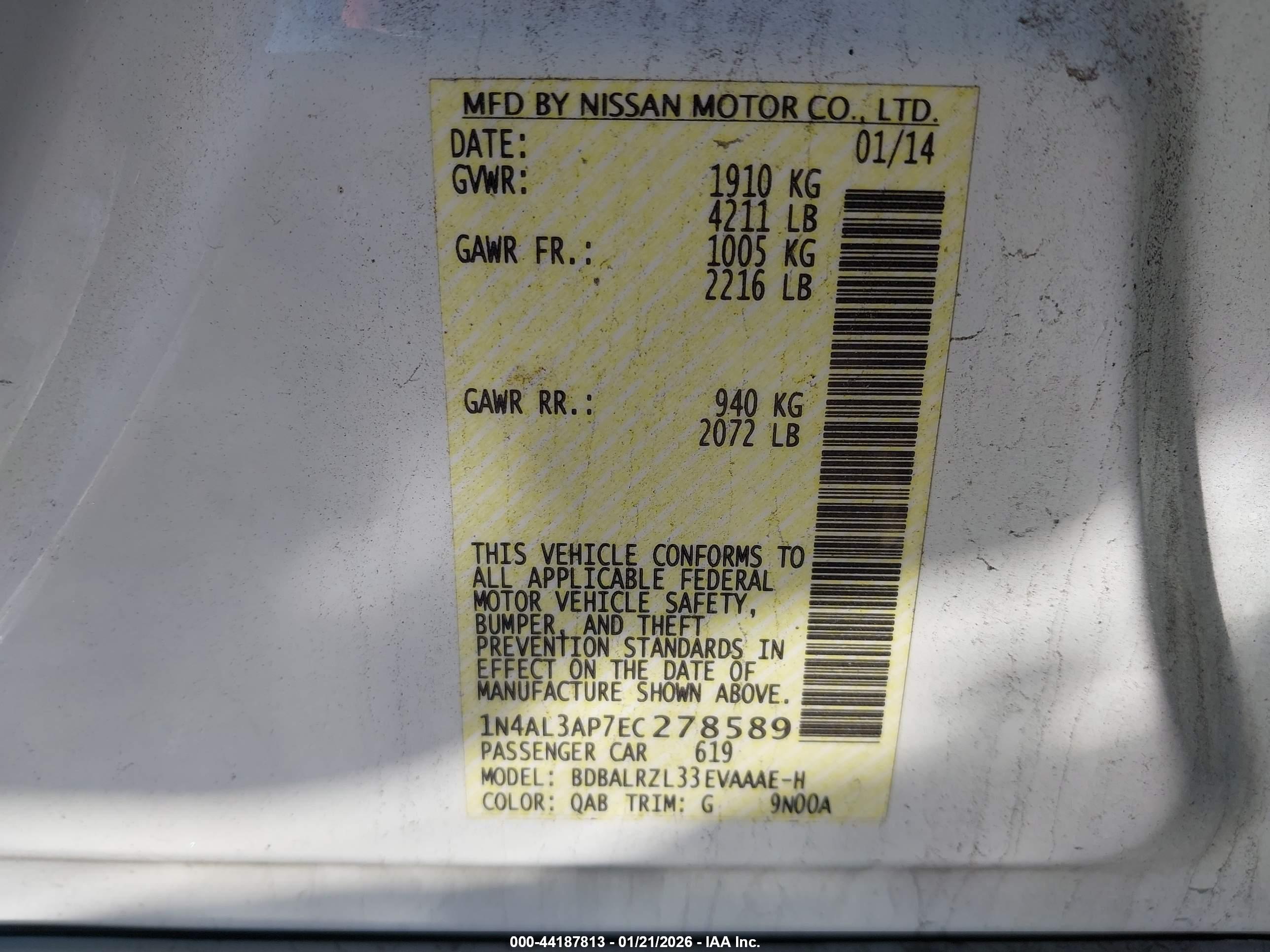 NISSAN ALTIMA image 9