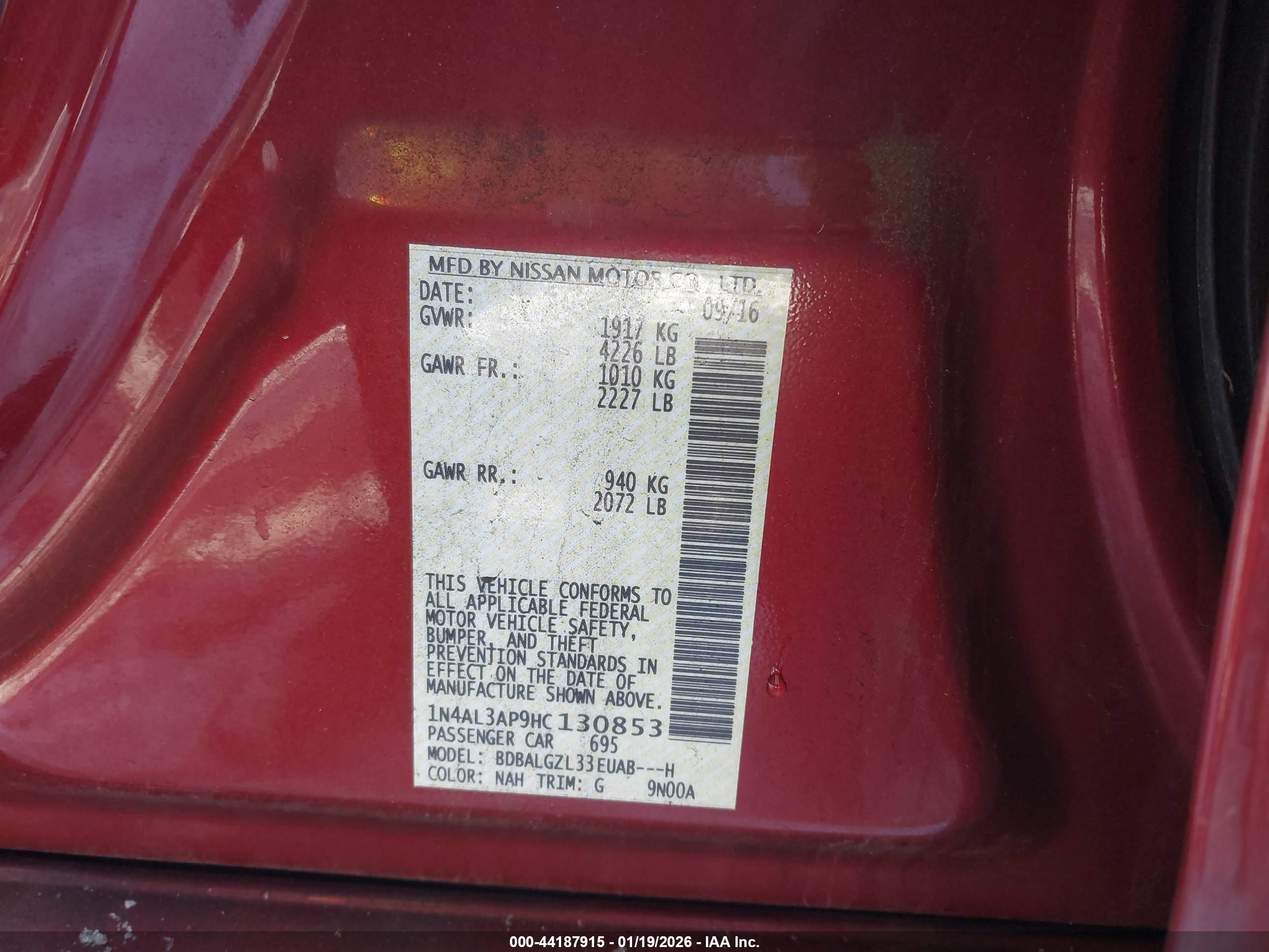NISSAN ALTIMA image 9