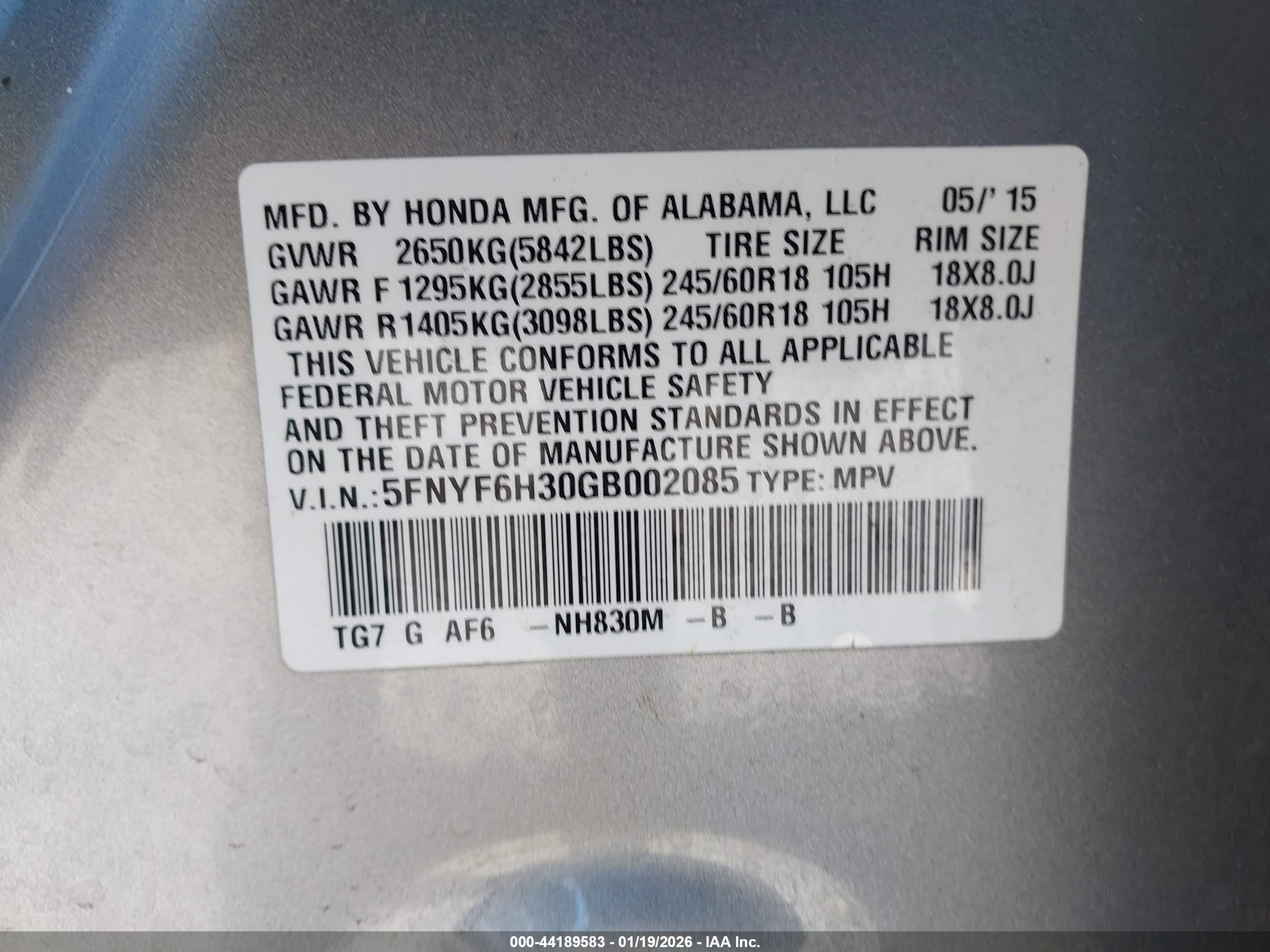 HONDA PILOT image 9