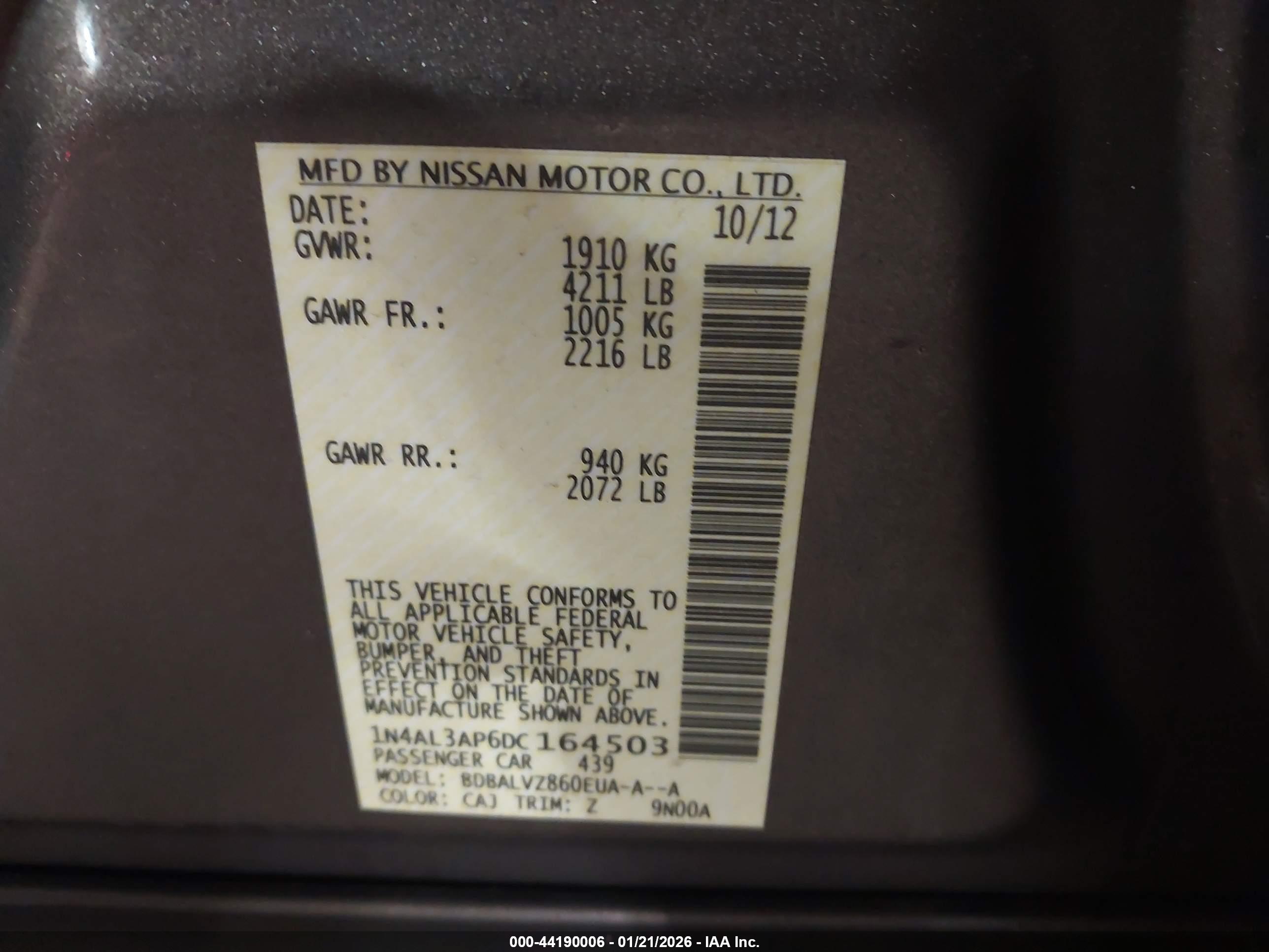 NISSAN ALTIMA image 9