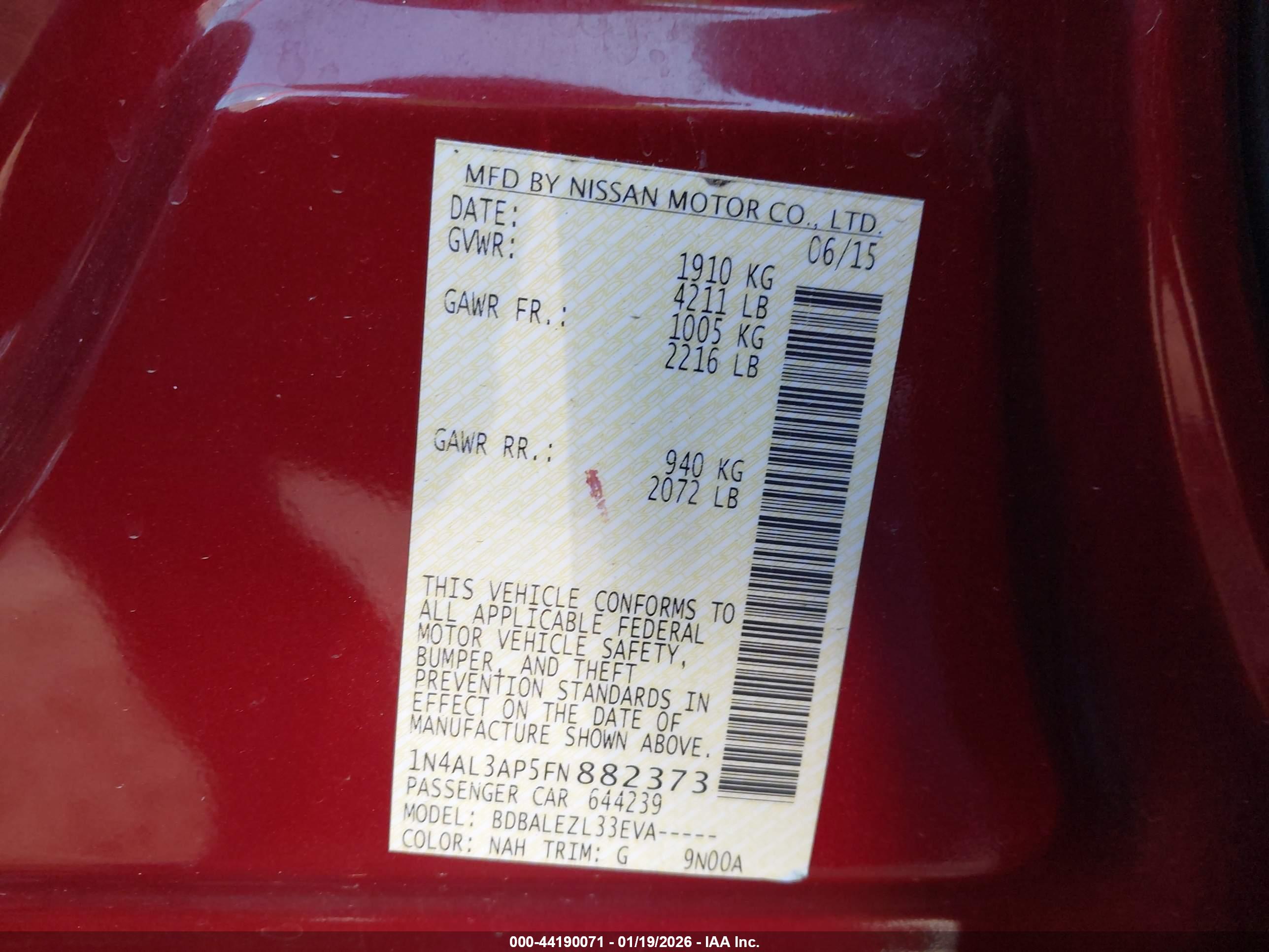NISSAN ALTIMA image 9