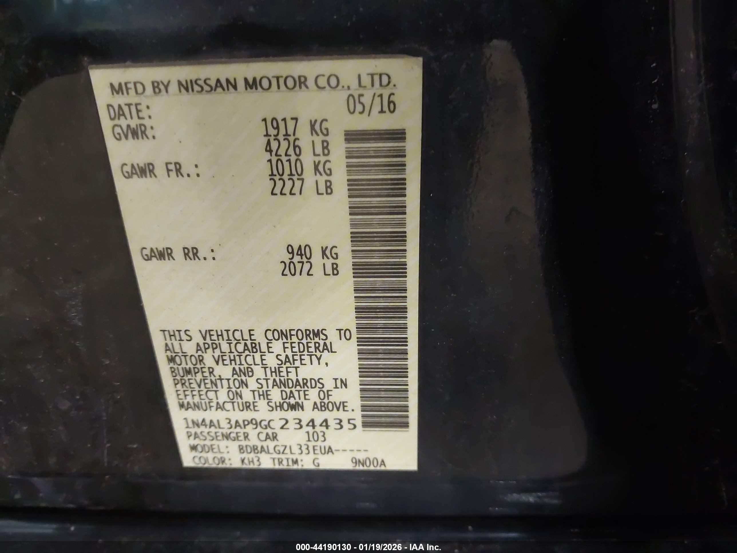 NISSAN ALTIMA image 9