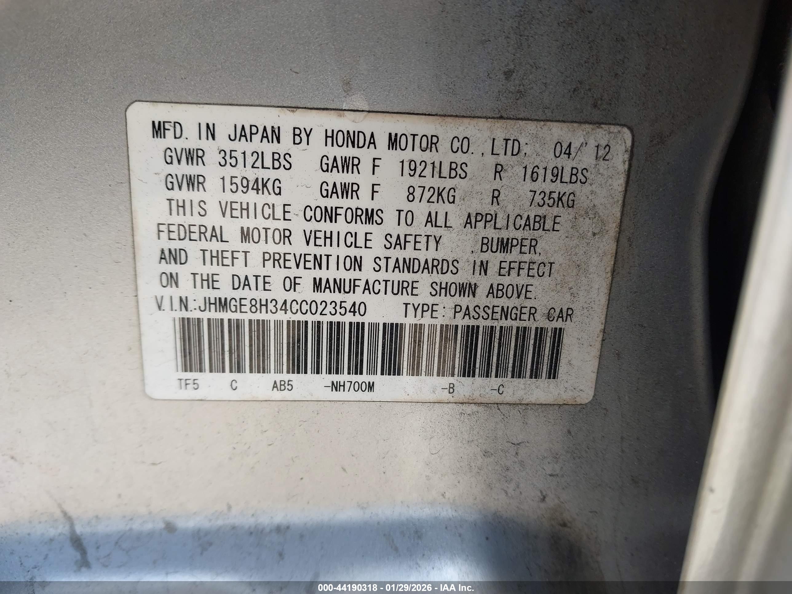 HONDA FIT image 9