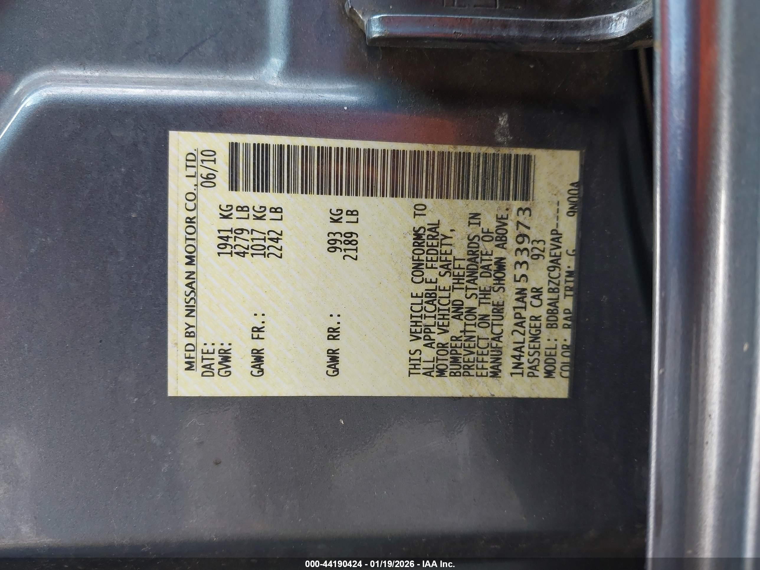 NISSAN ALTIMA image 9