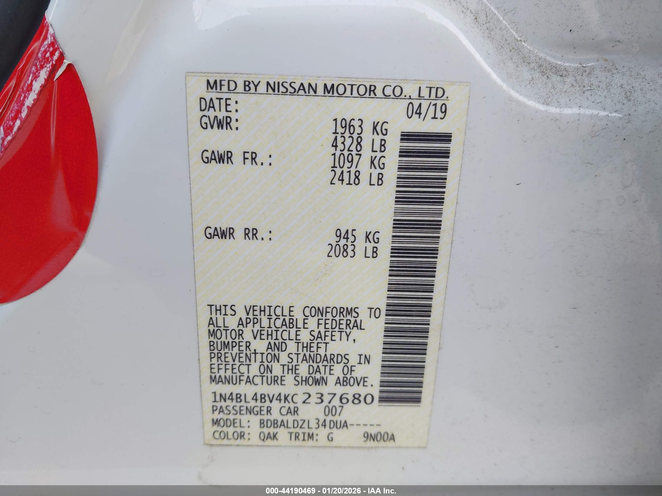 NISSAN ALTIMA image 9
