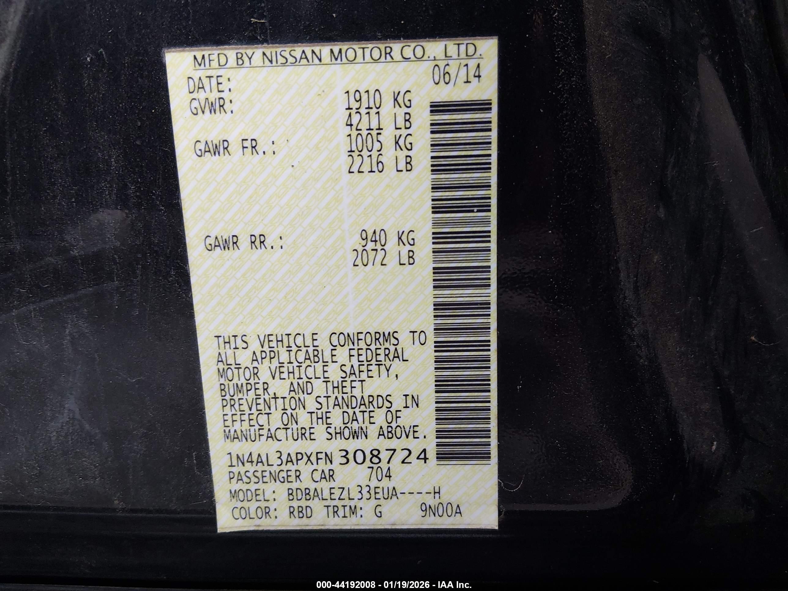 NISSAN ALTIMA image 9
