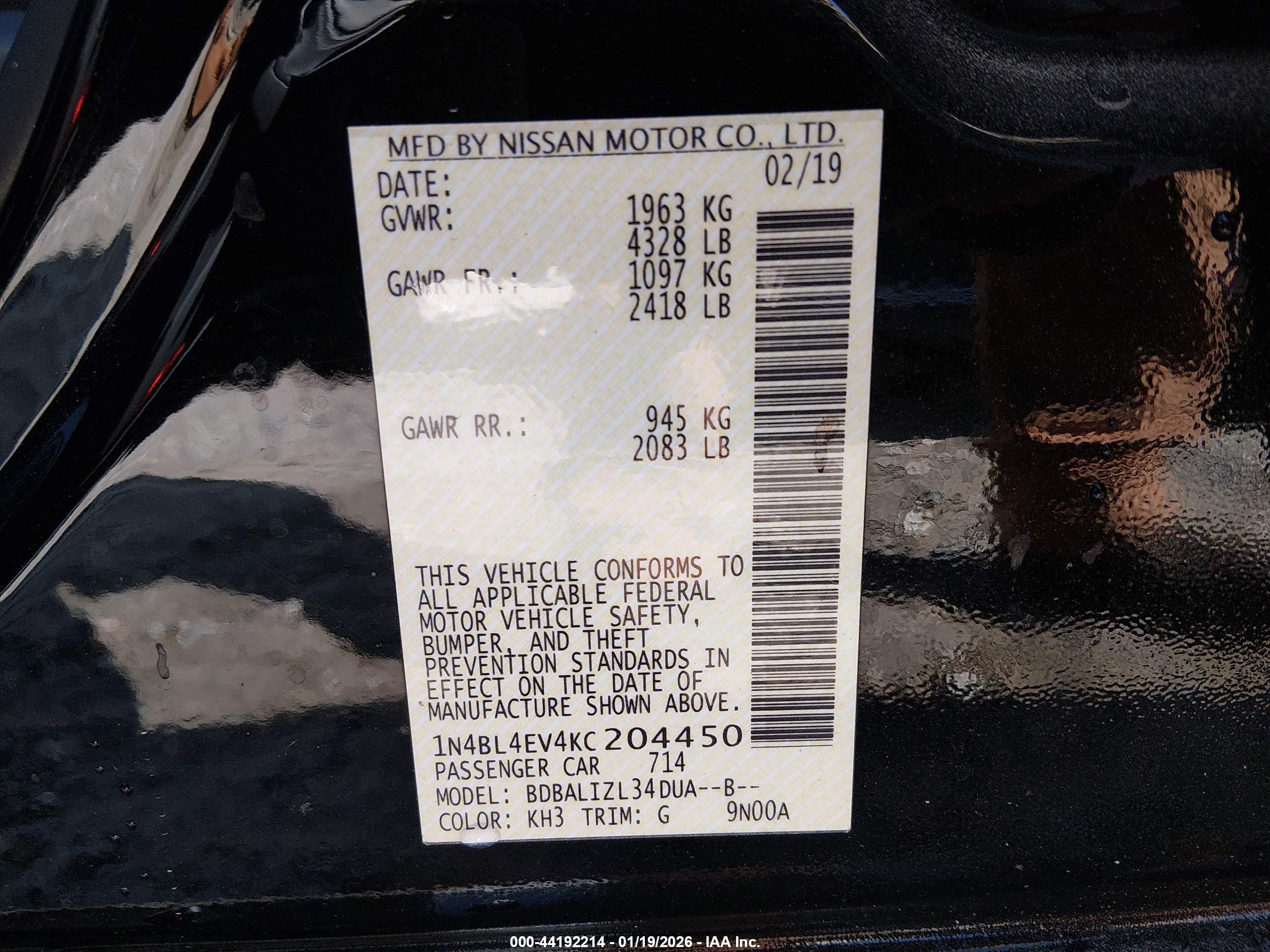 NISSAN ALTIMA image 9