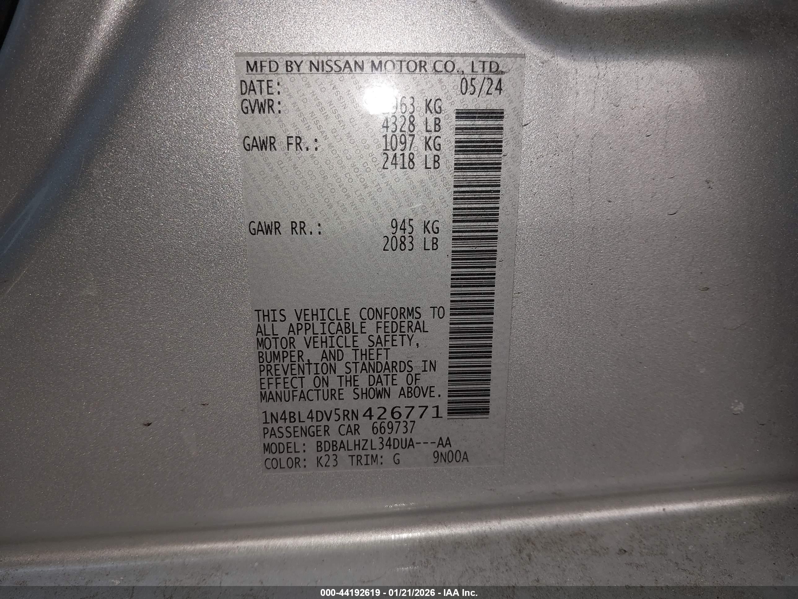 NISSAN ALTIMA image 9