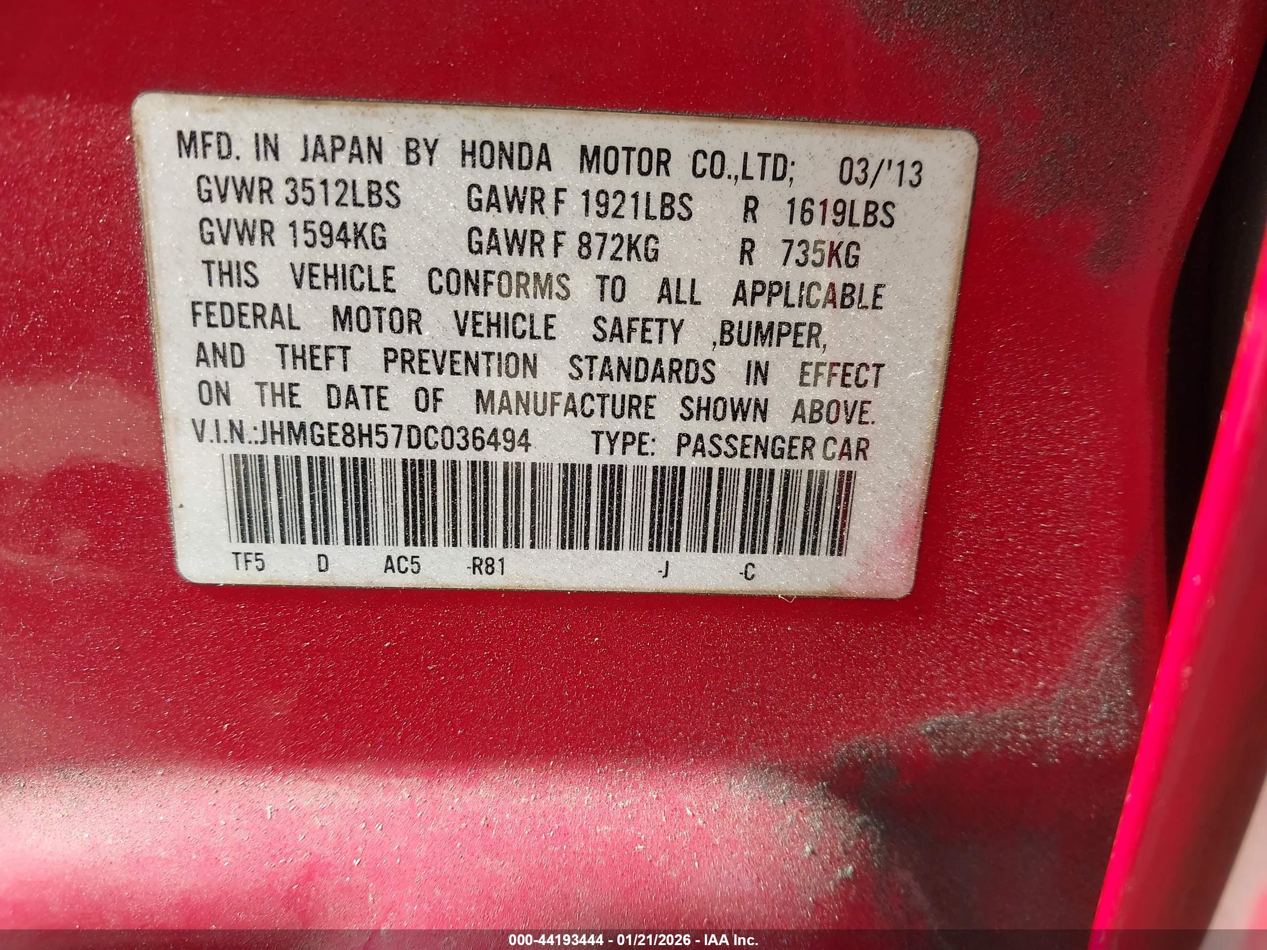 HONDA FIT image 9