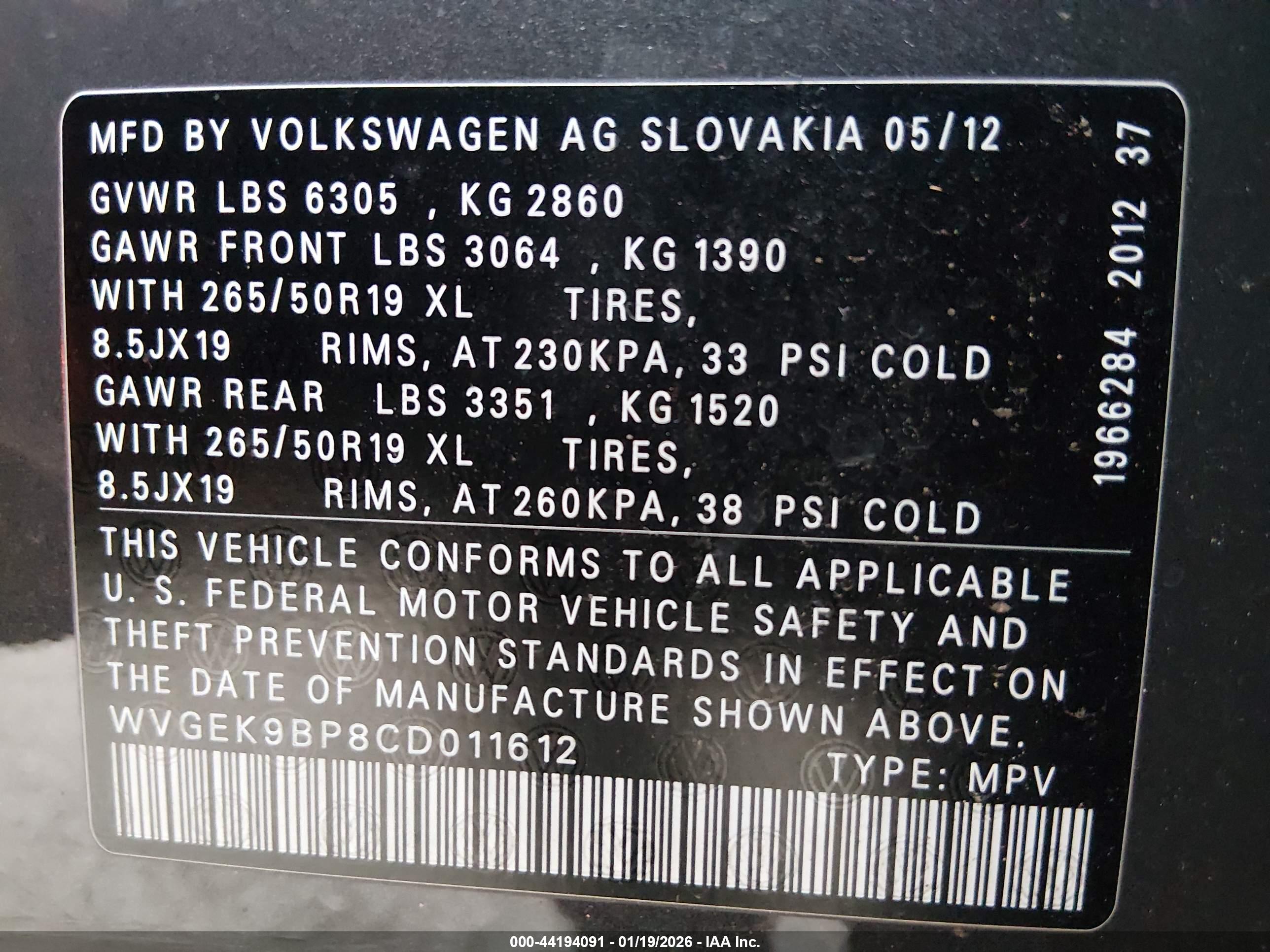 VOLKSWAGEN TOUAREG image 9