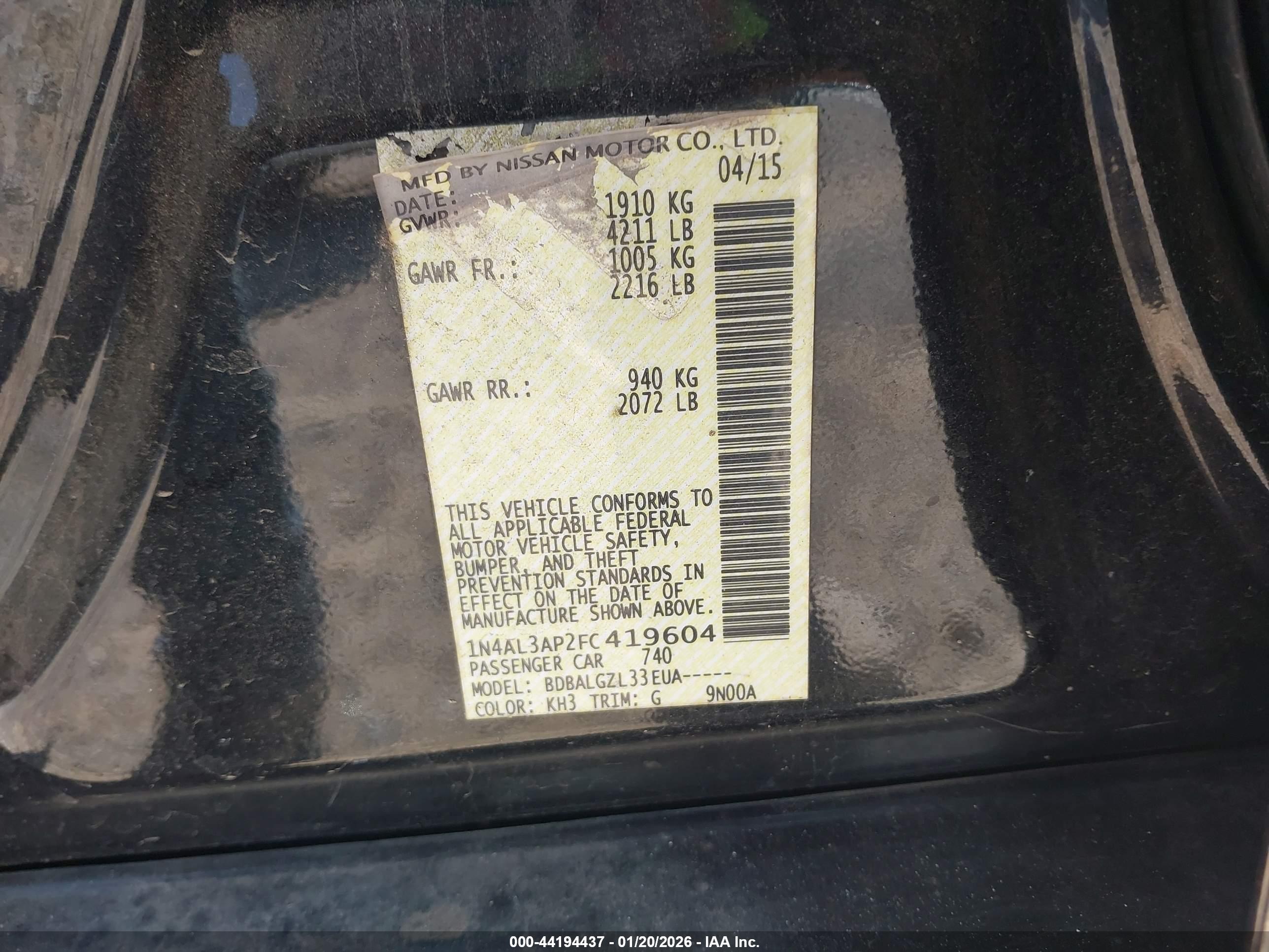 NISSAN ALTIMA image 9