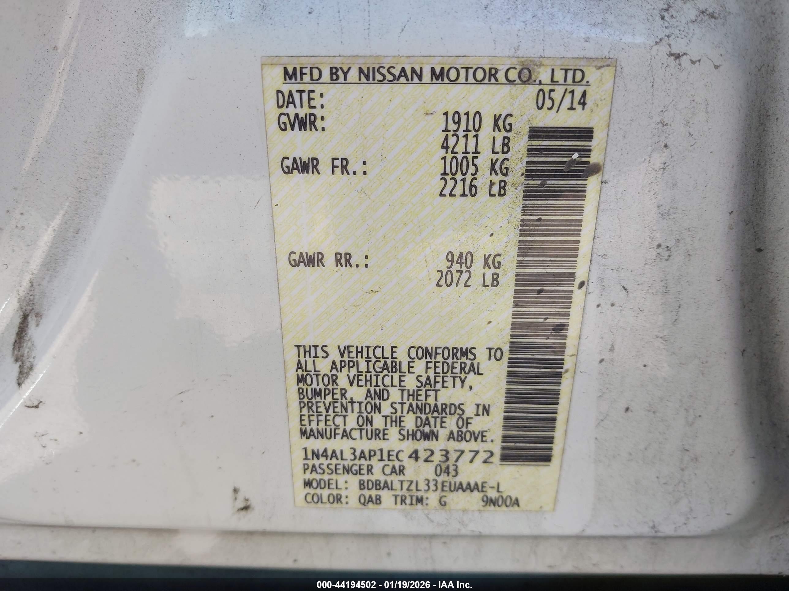 NISSAN ALTIMA image 9