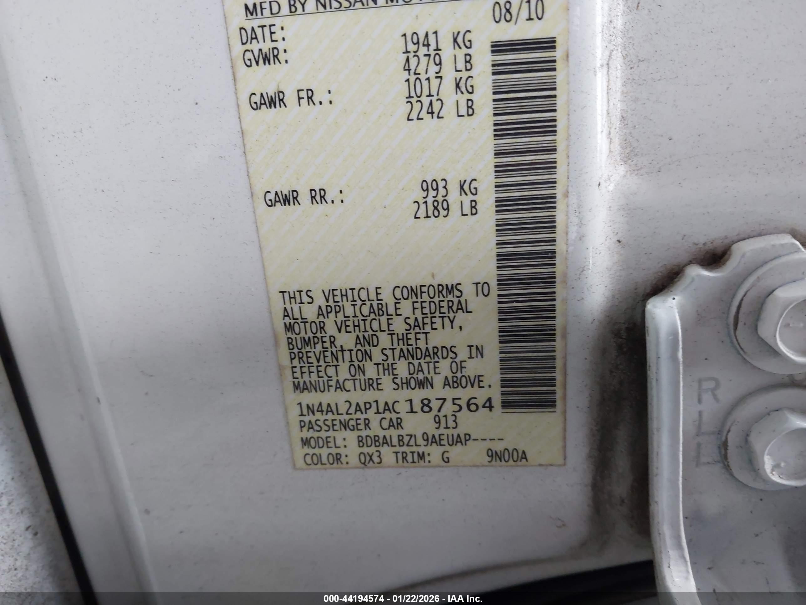 NISSAN ALTIMA image 9