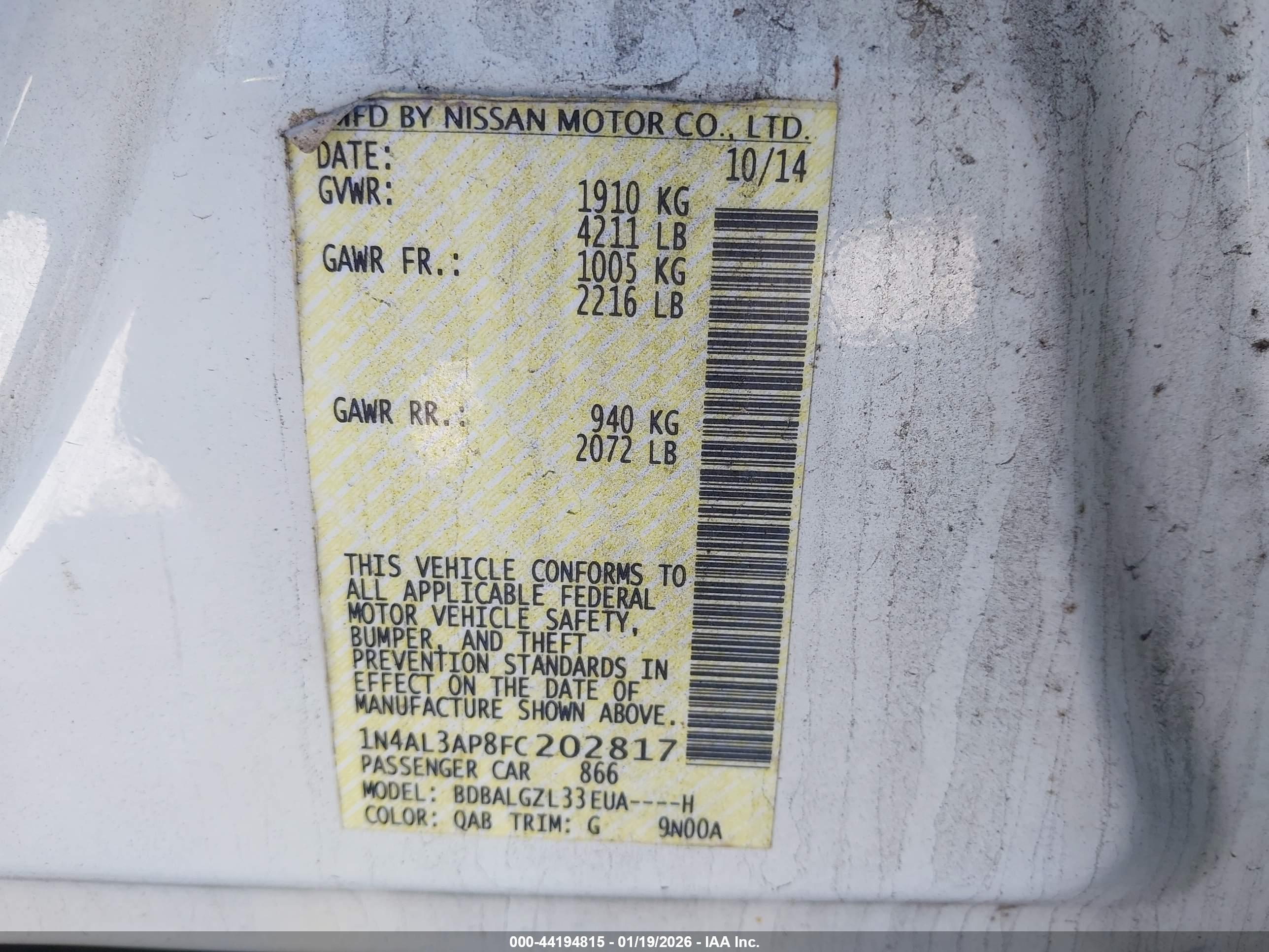 NISSAN ALTIMA image 9