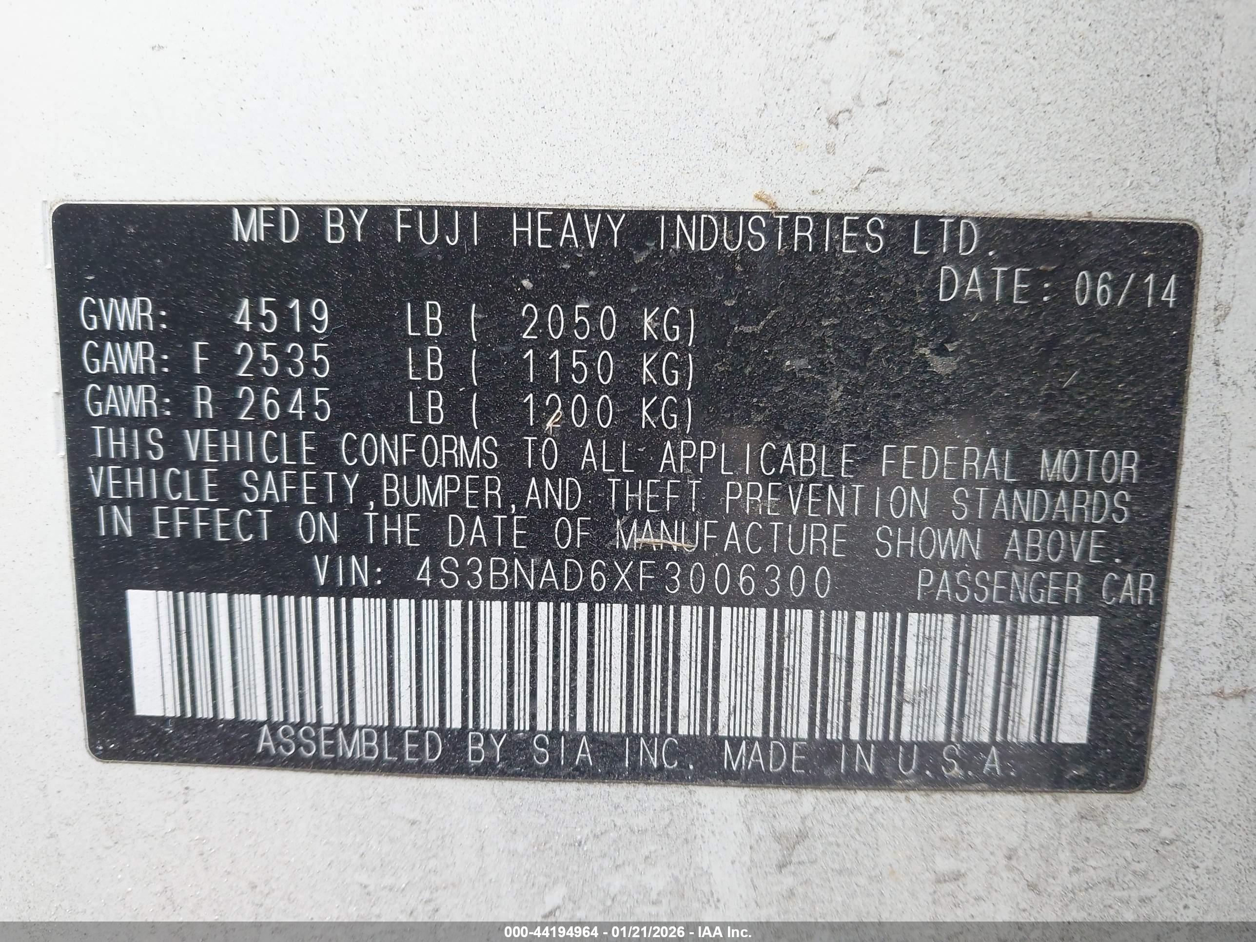 SUBARU LEGACY image 9