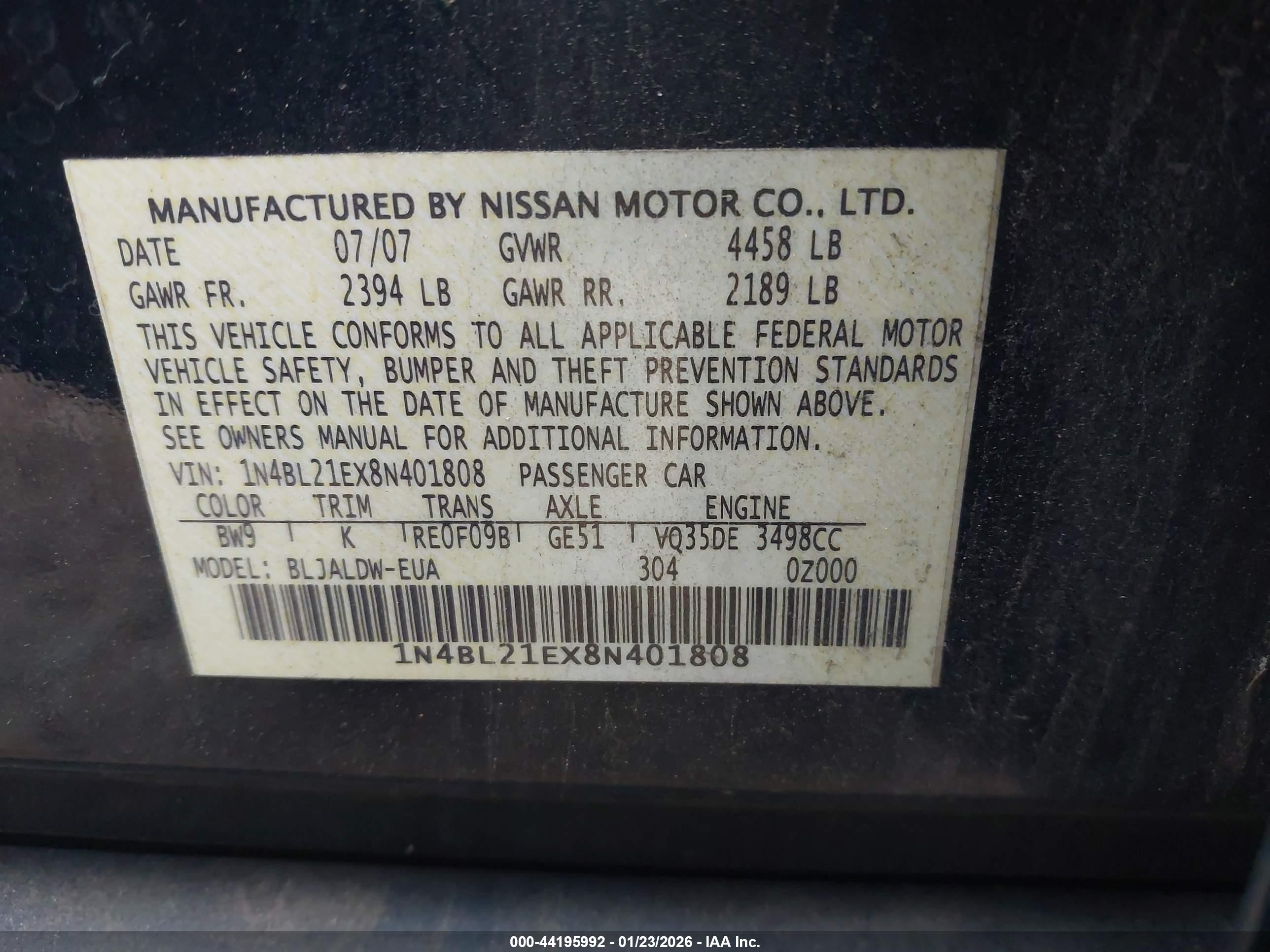 NISSAN ALTIMA image 9